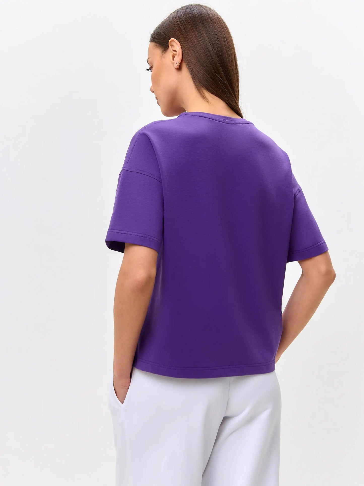 Purple Printed T-shirt WALKING CAT - T-shirt