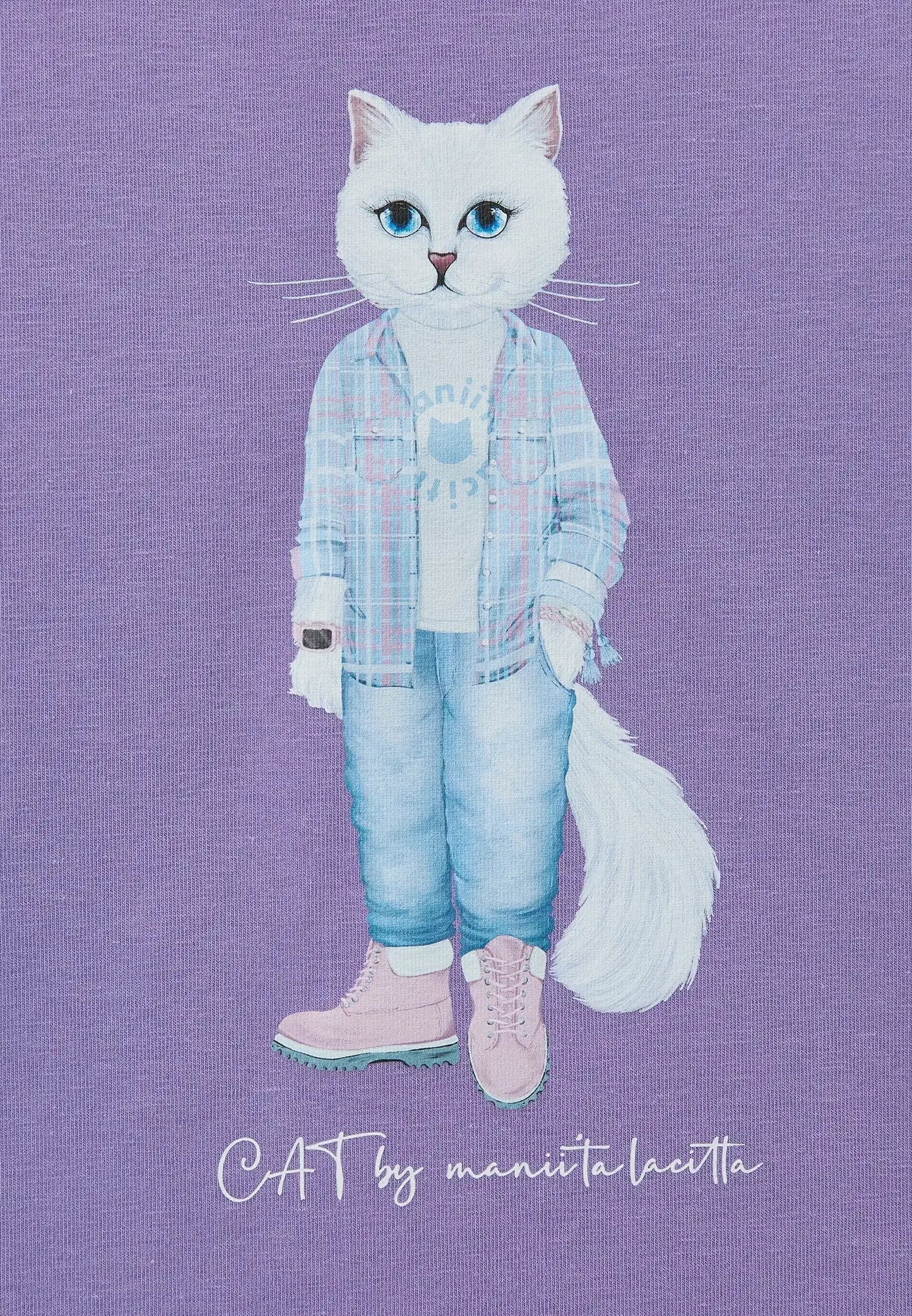 Purple t-shirt white country cat - Funny Cat T-shirt | For Cat Lovers | CAT by maniita lacitta