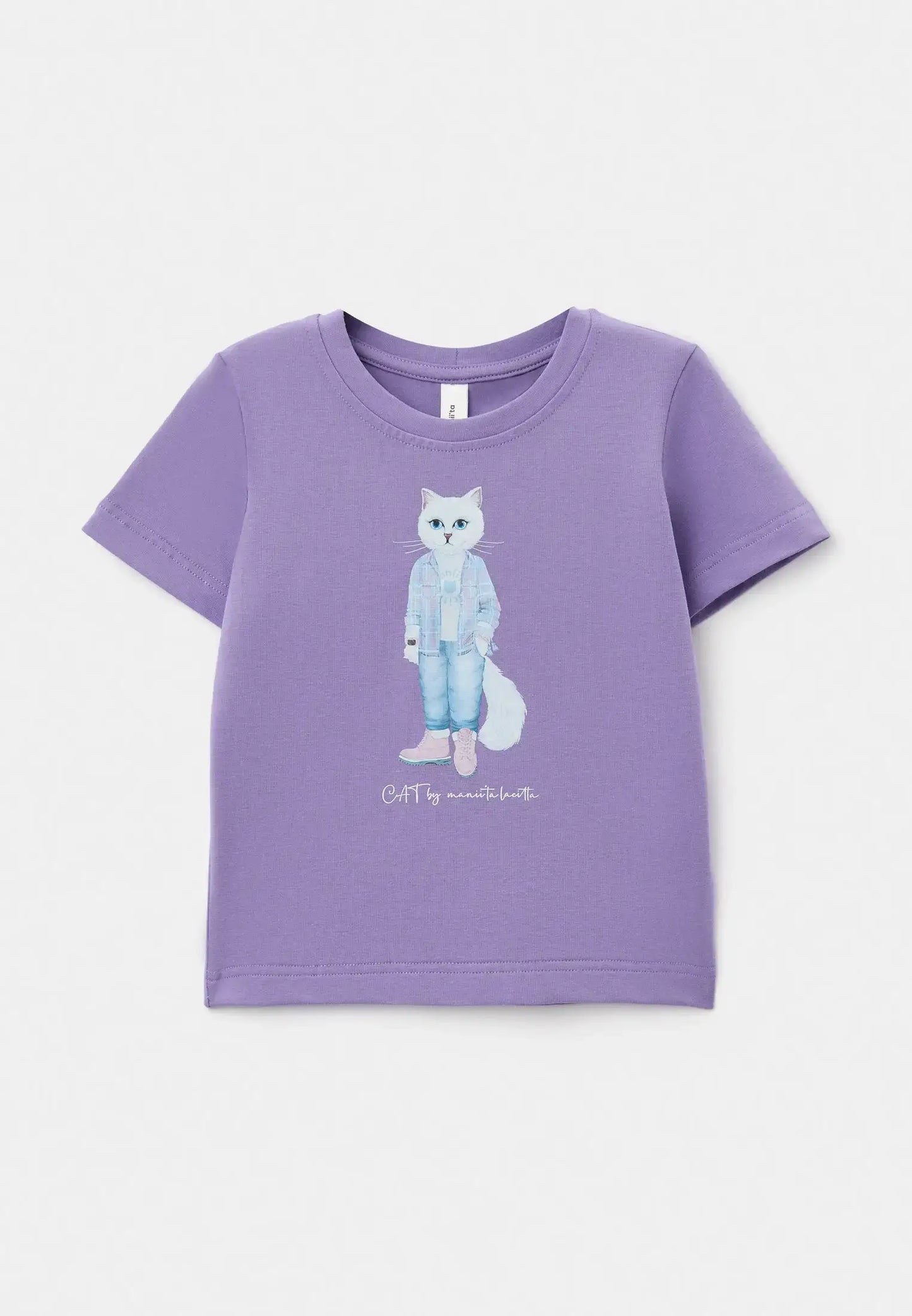 Purple t-shirt white country cat - Funny Cat T-shirt | For Cat Lovers | CAT by maniita lacitta