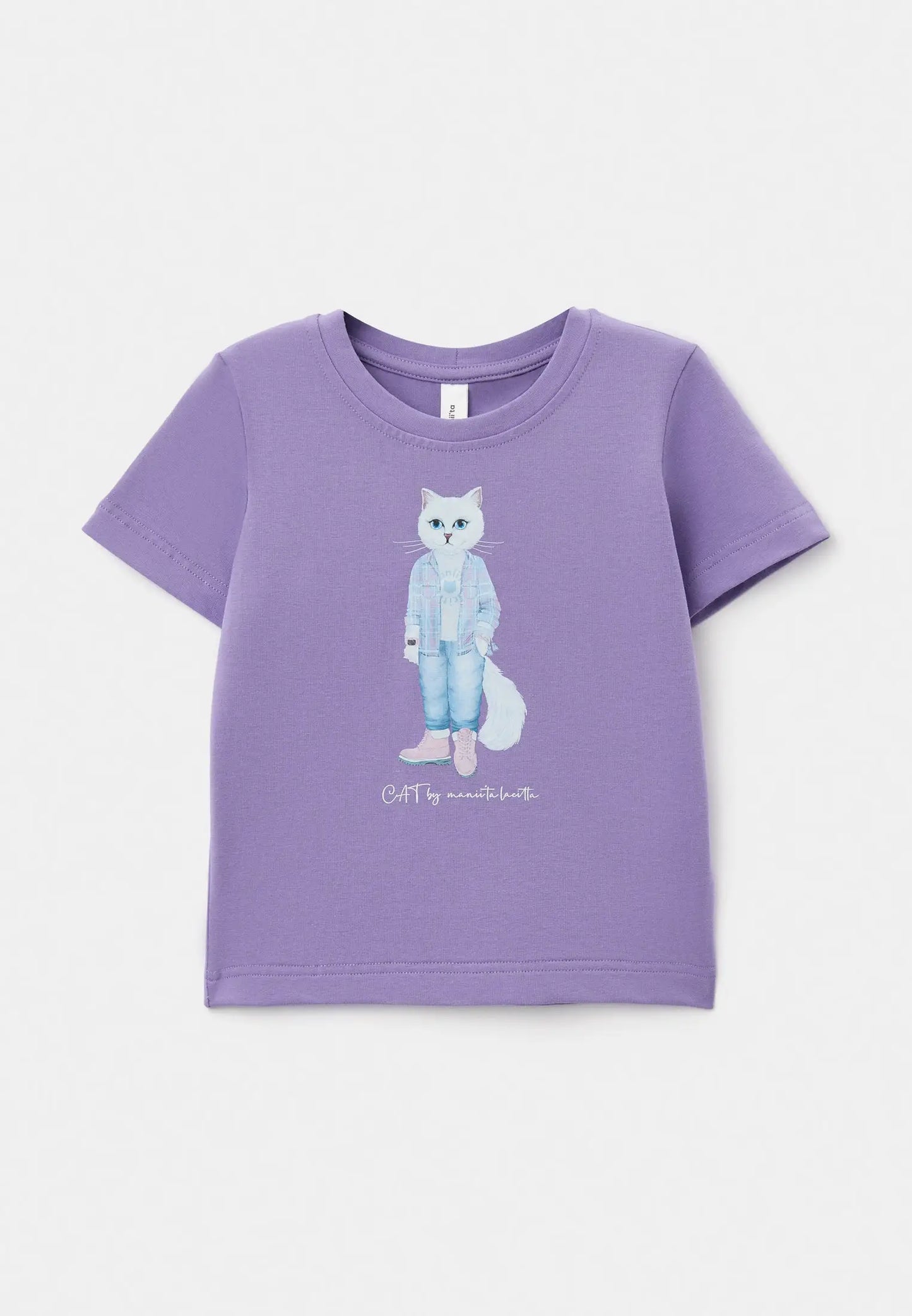 Purple t-shirt white country cat - Funny Cat T-shirt | For Cat Lovers | CAT by maniita lacitta