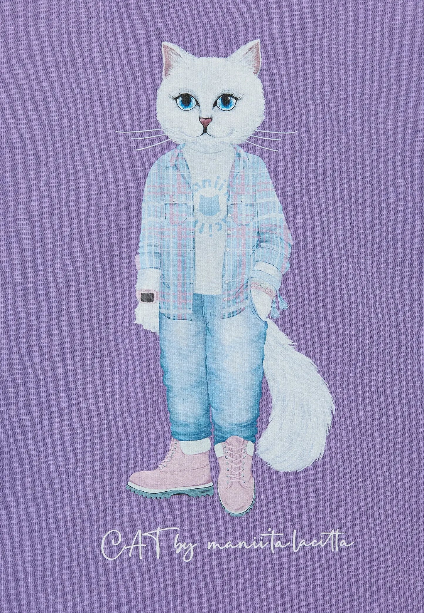 Purple t-shirt white country cat - Funny Cat T-shirt | For Cat Lovers | CAT by maniita lacitta