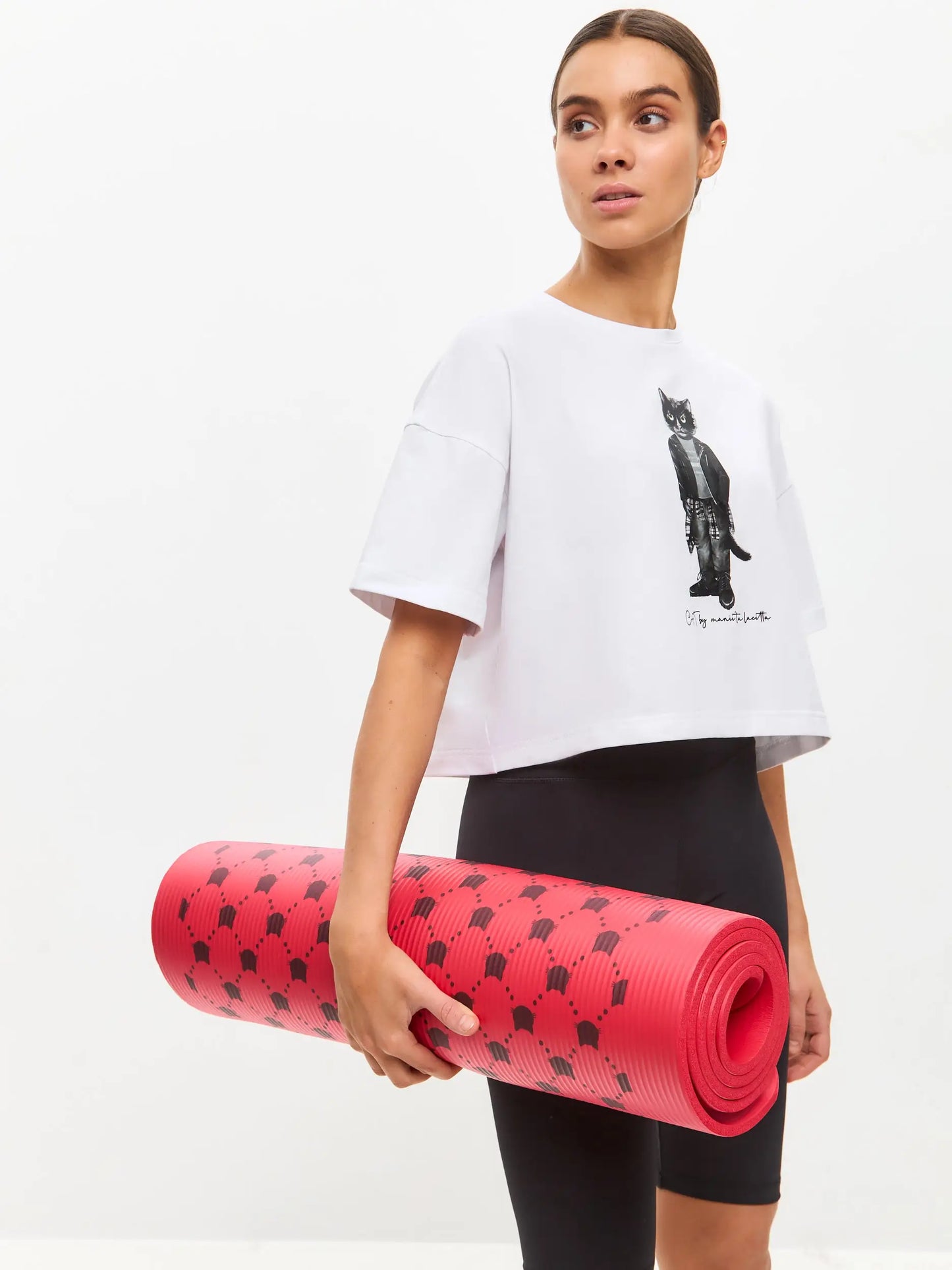 Red yoga & fitness mat with cat - Funny Cat | For Cat Lovers | CAT by maniita lacitta