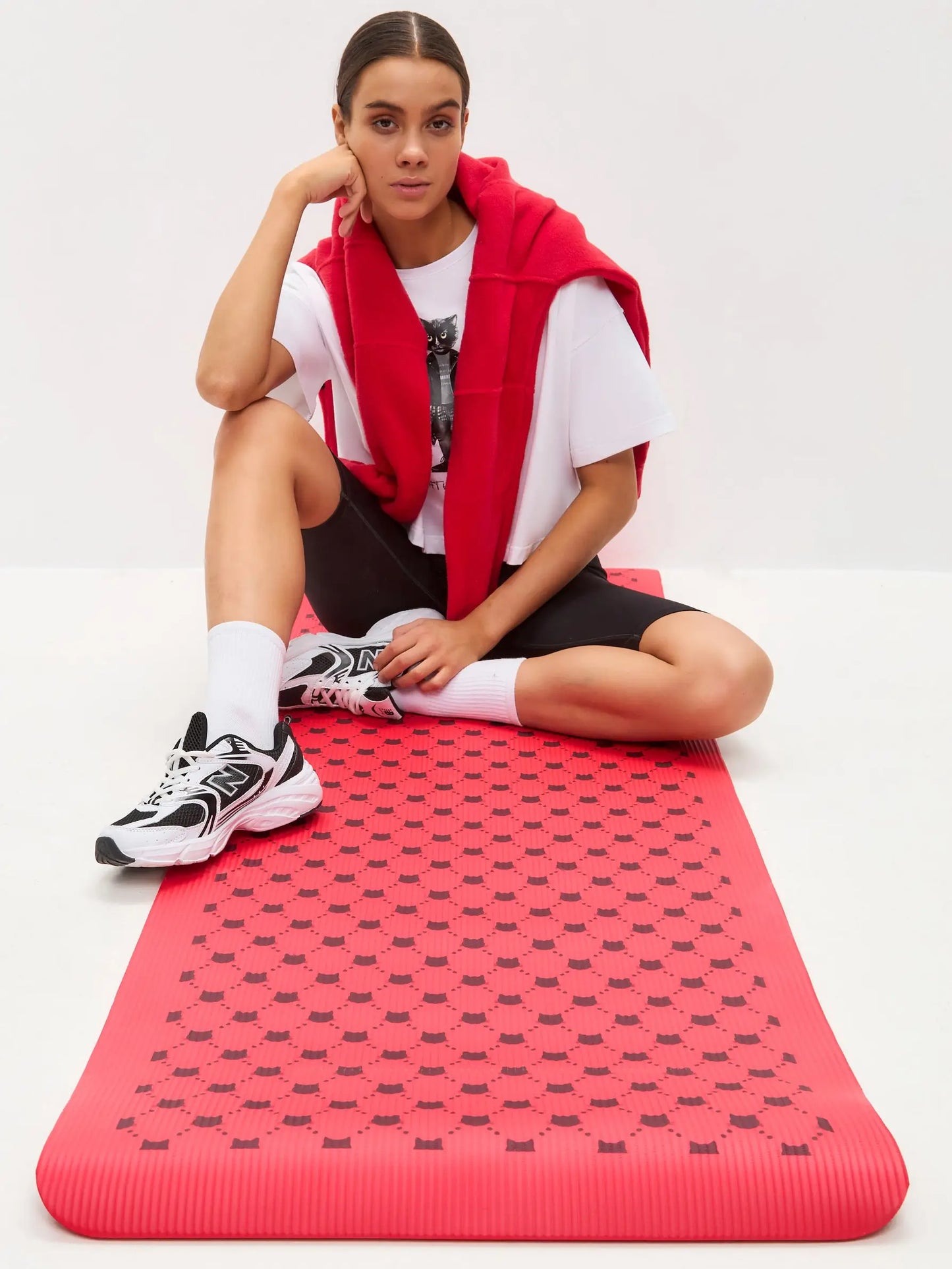 Red yoga & fitness mat with cat - Funny Cat | For Cat Lovers | CAT by maniita lacitta