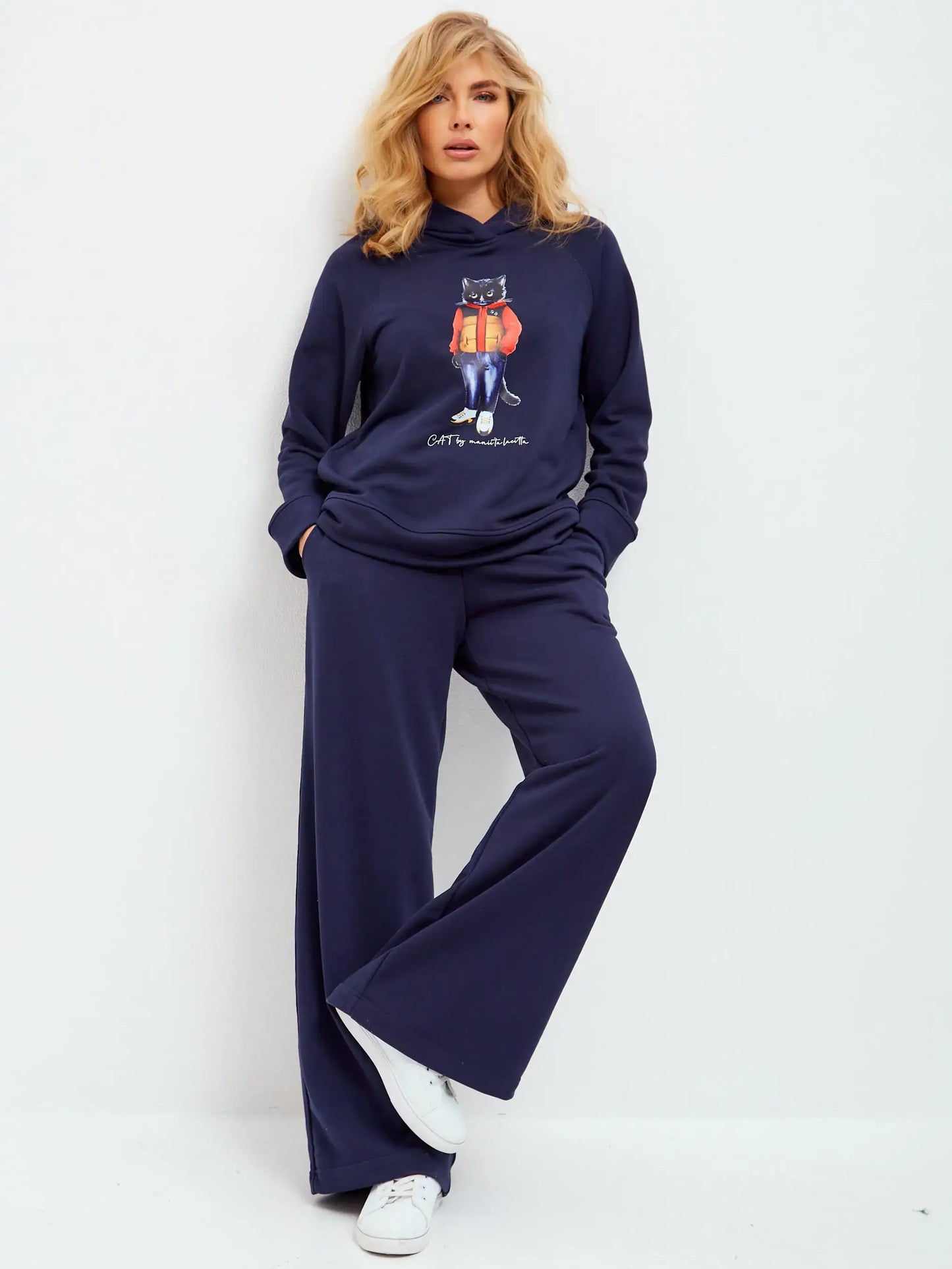 Set: sports chic suit navy with a cat print sport casual cat - Funny Cat | For Cat Lovers | CAT by maniita lacitta