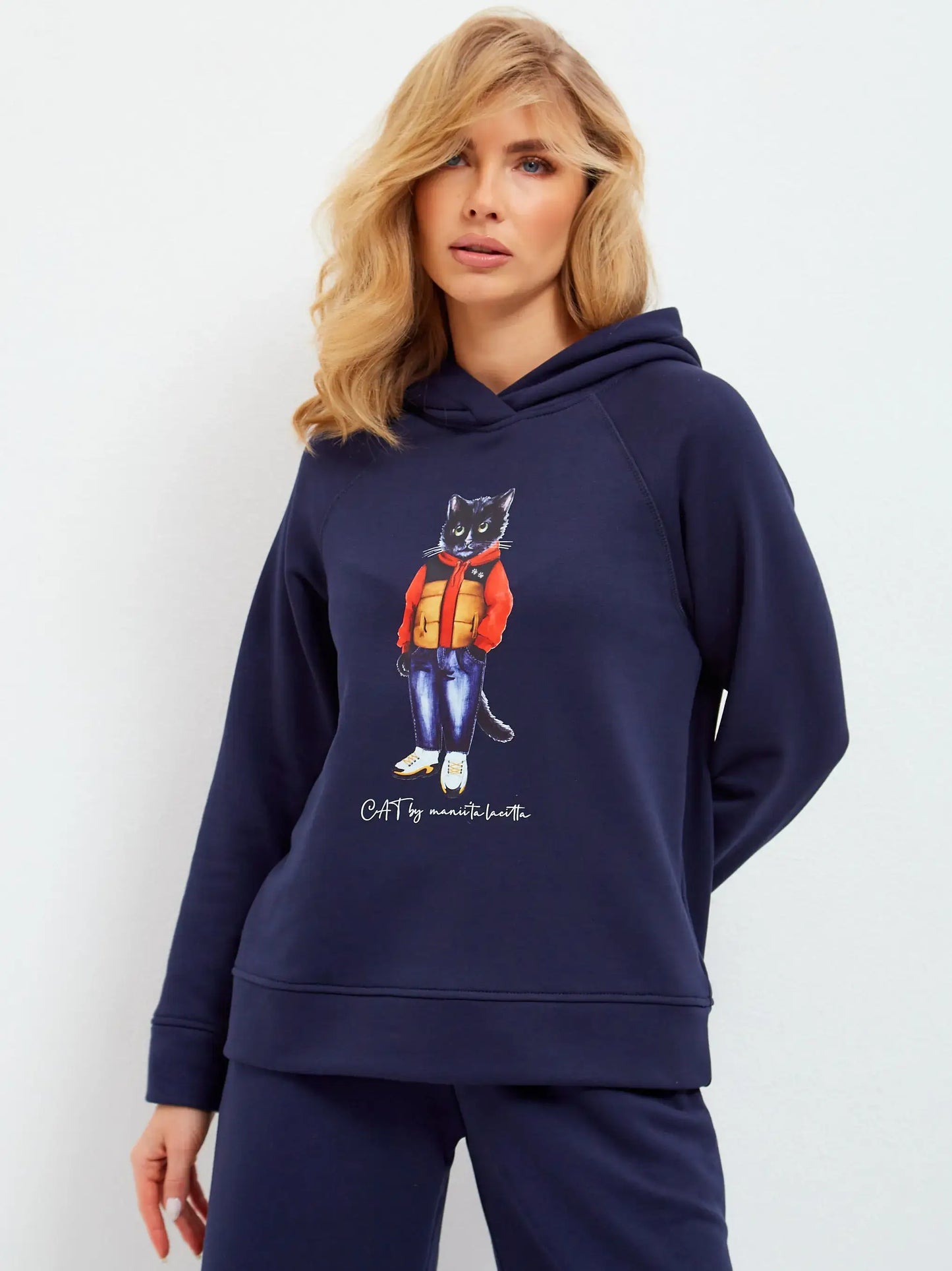 Set: sports chic suit navy with a cat print sport casual cat - Funny Cat | For Cat Lovers | CAT by maniita lacitta
