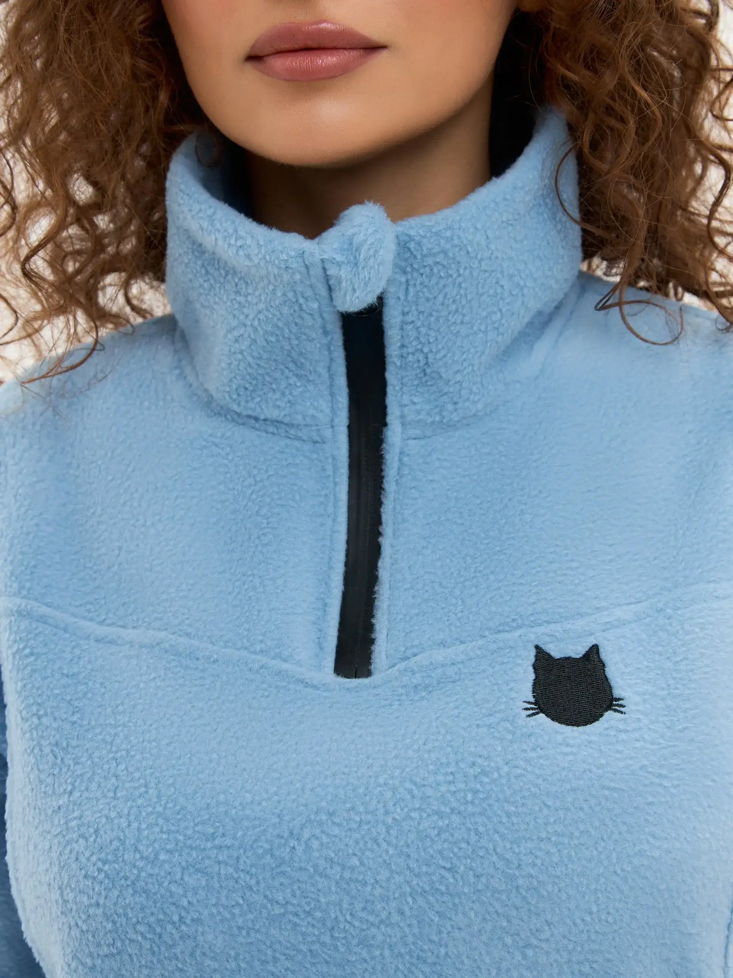 Sport set: blue recycled fleece sweatshirt & blue women’s leggins - Funny Cat | For Cat Lovers | CAT by maniita lacitta