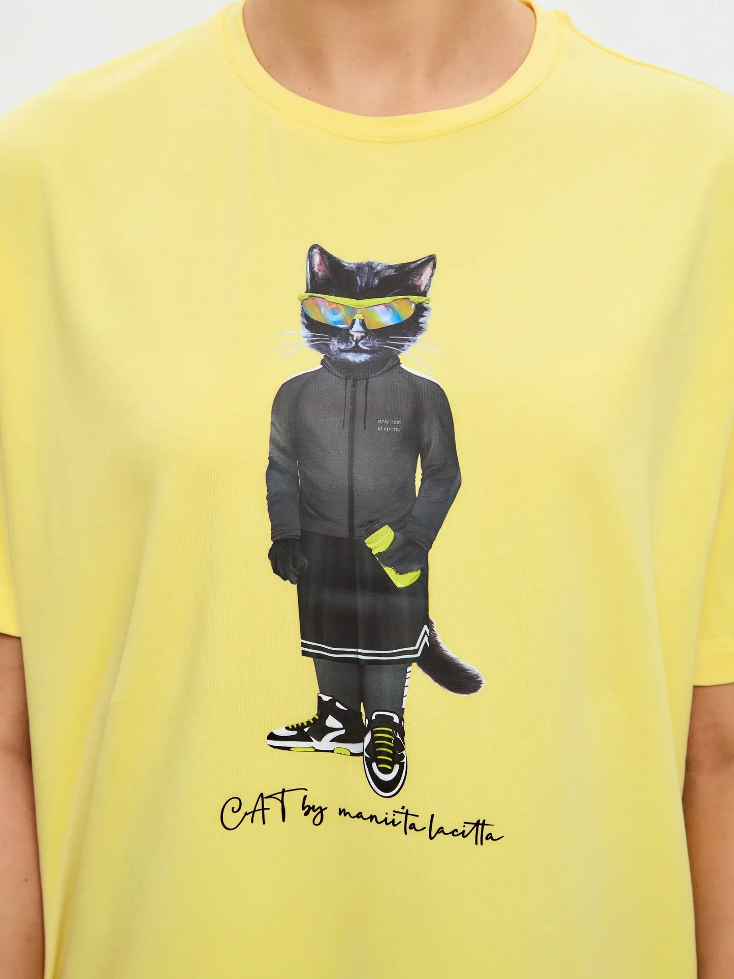 Sport set: leggins and yellow oversized t-shirt sport cat - Funny Cat | For Cat Lovers | CAT by maniita lacitta