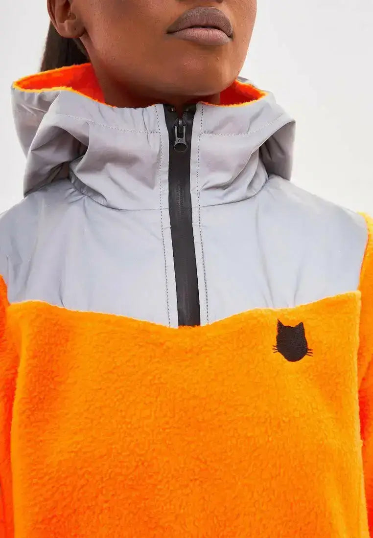 Sport set: orange fleece hoodie & black women’s leggins - Funny Cat | For Cat Lovers | CAT by maniita lacitta