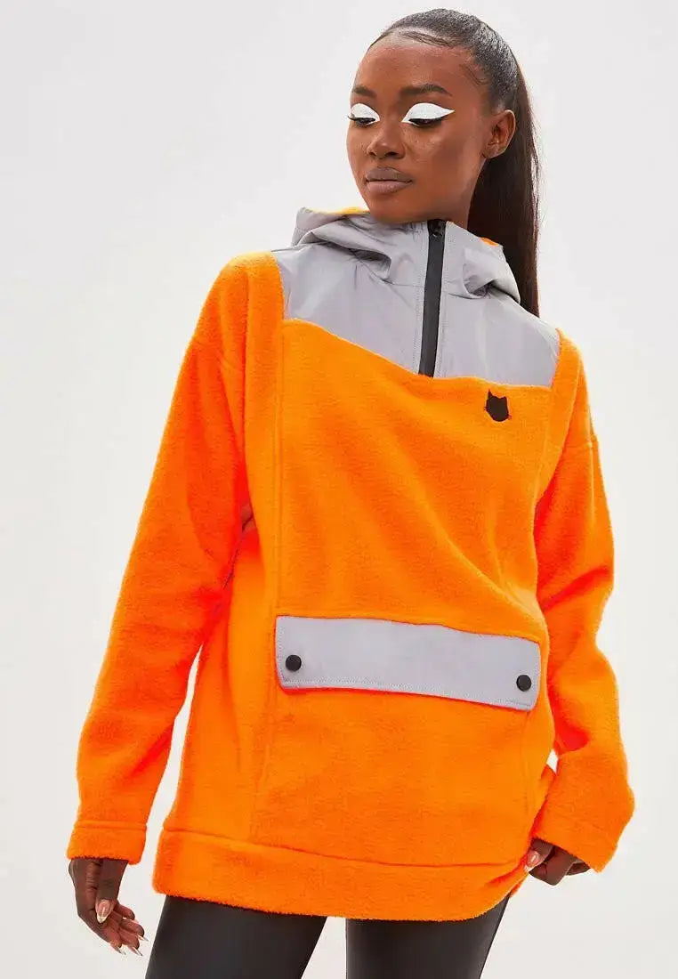 Sport set: orange fleece hoodie & black women’s leggins - Funny Cat | For Cat Lovers | CAT by maniita lacitta