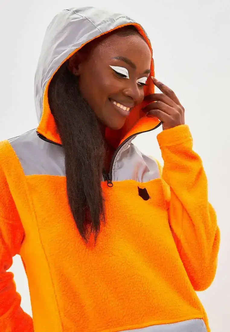 Sport set: orange fleece hoodie & black women’s leggins - Funny Cat | For Cat Lovers | CAT by maniita lacitta