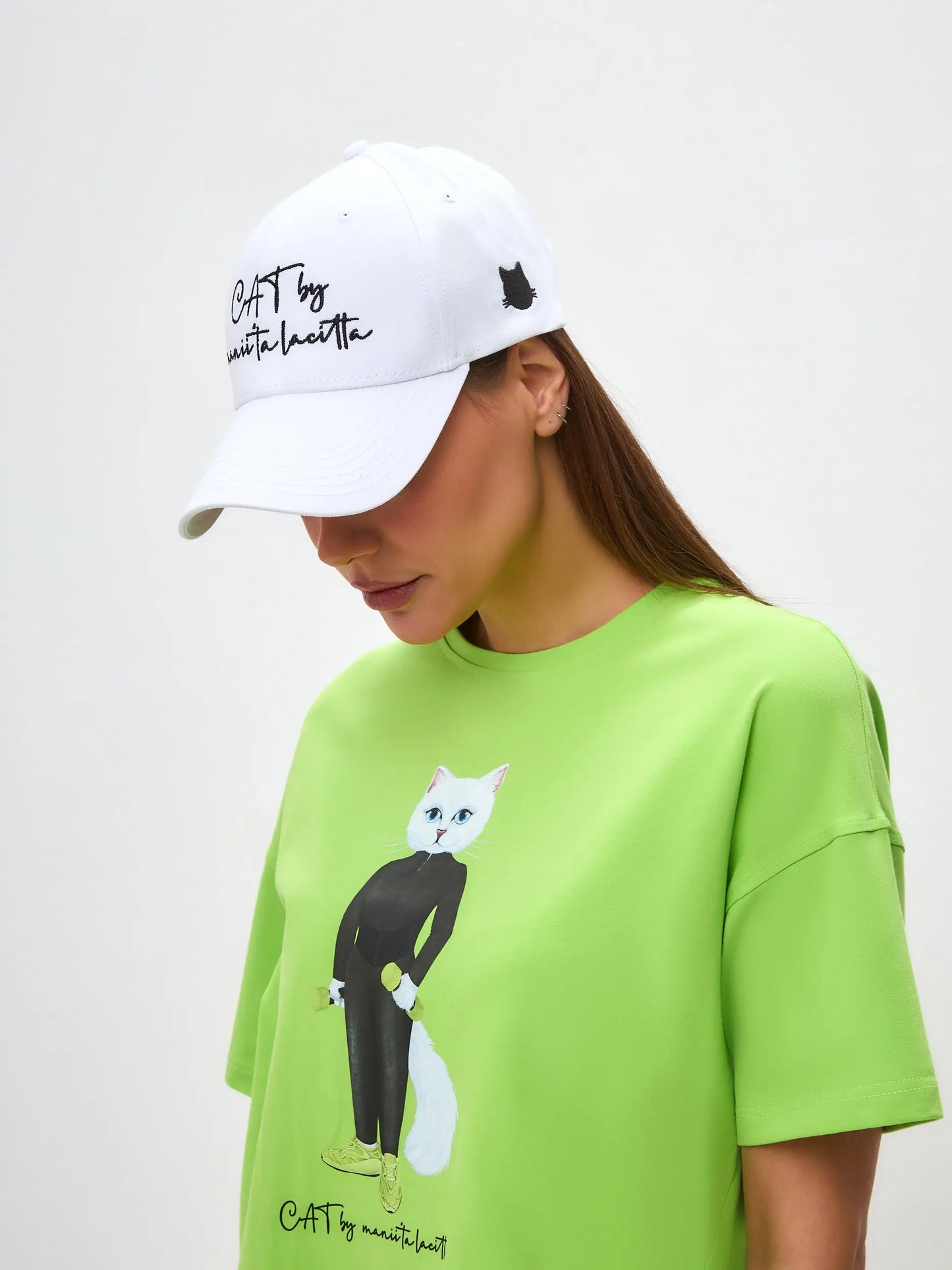 White cap with logo cat - Funny Cat | For Cat Lovers | CAT by maniita lacitta