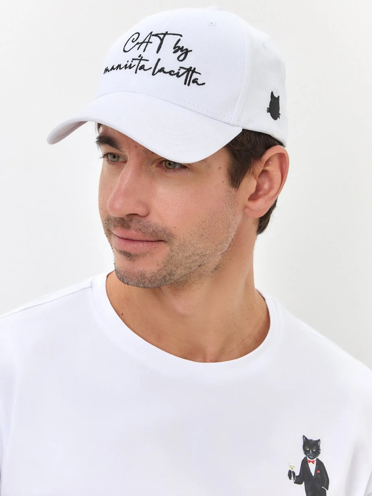 White cap with logo cat - Funny Cat | For Cat Lovers | CAT by maniita lacitta