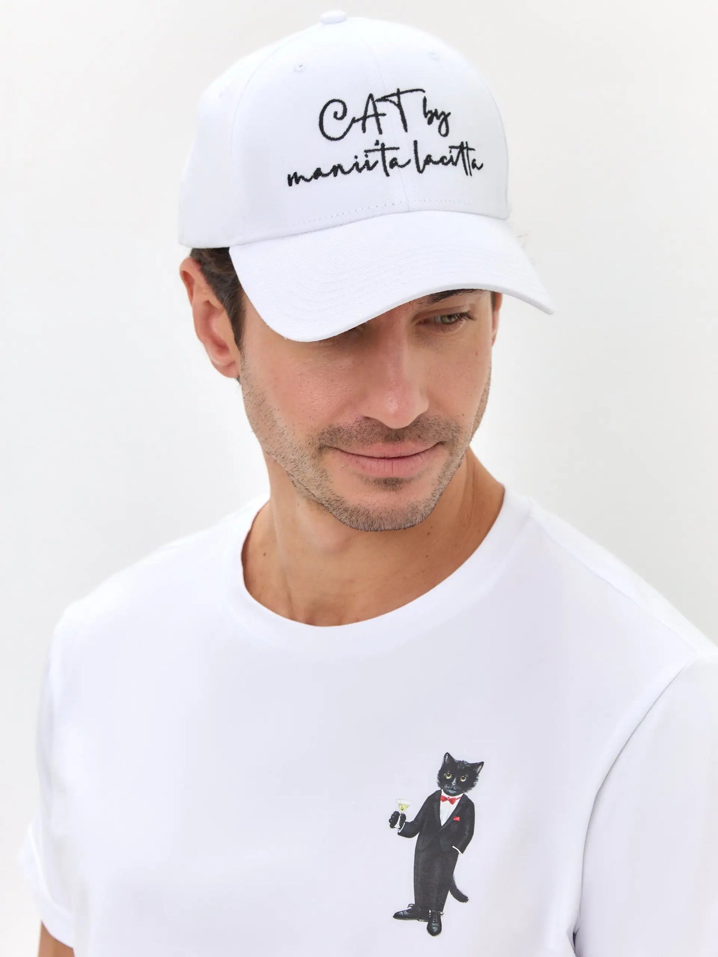 White cap with logo cat - Funny Cat | For Cat Lovers | CAT by maniita lacitta