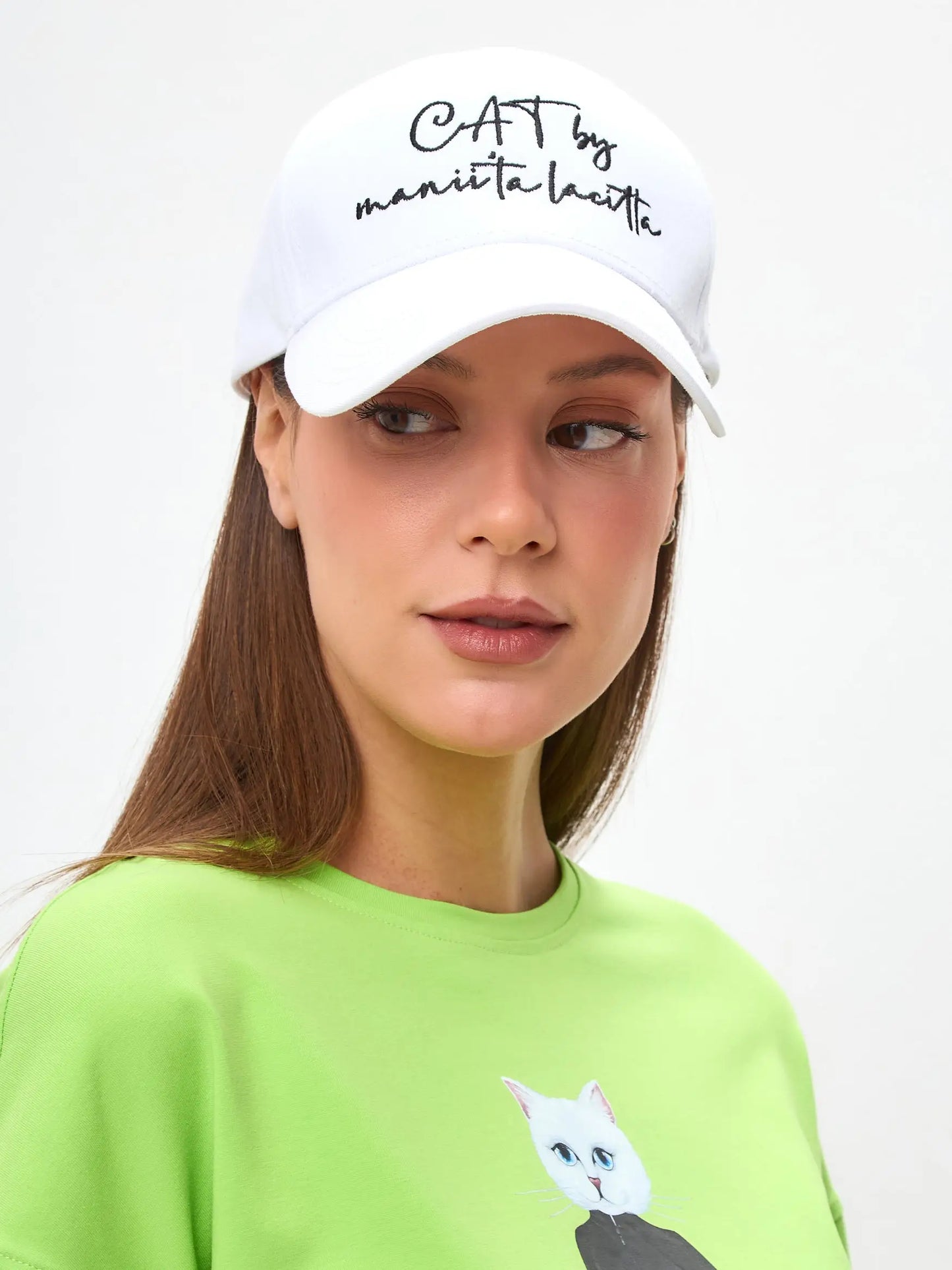 White cap with logo cat - Funny Cat | For Cat Lovers | CAT by maniita lacitta