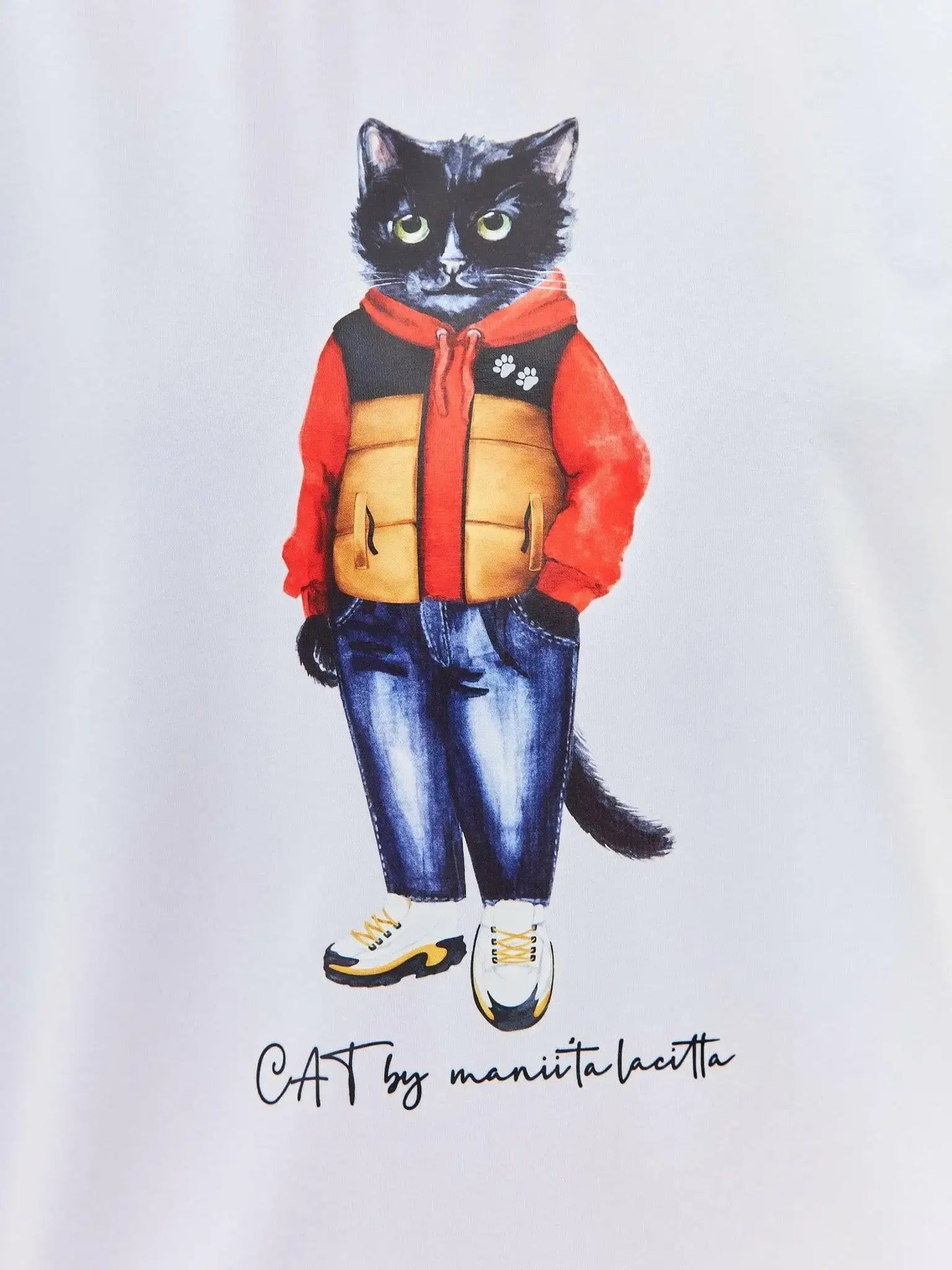 Printed Hoodie SPORT CASUAL CAT - Maniita Lacitta