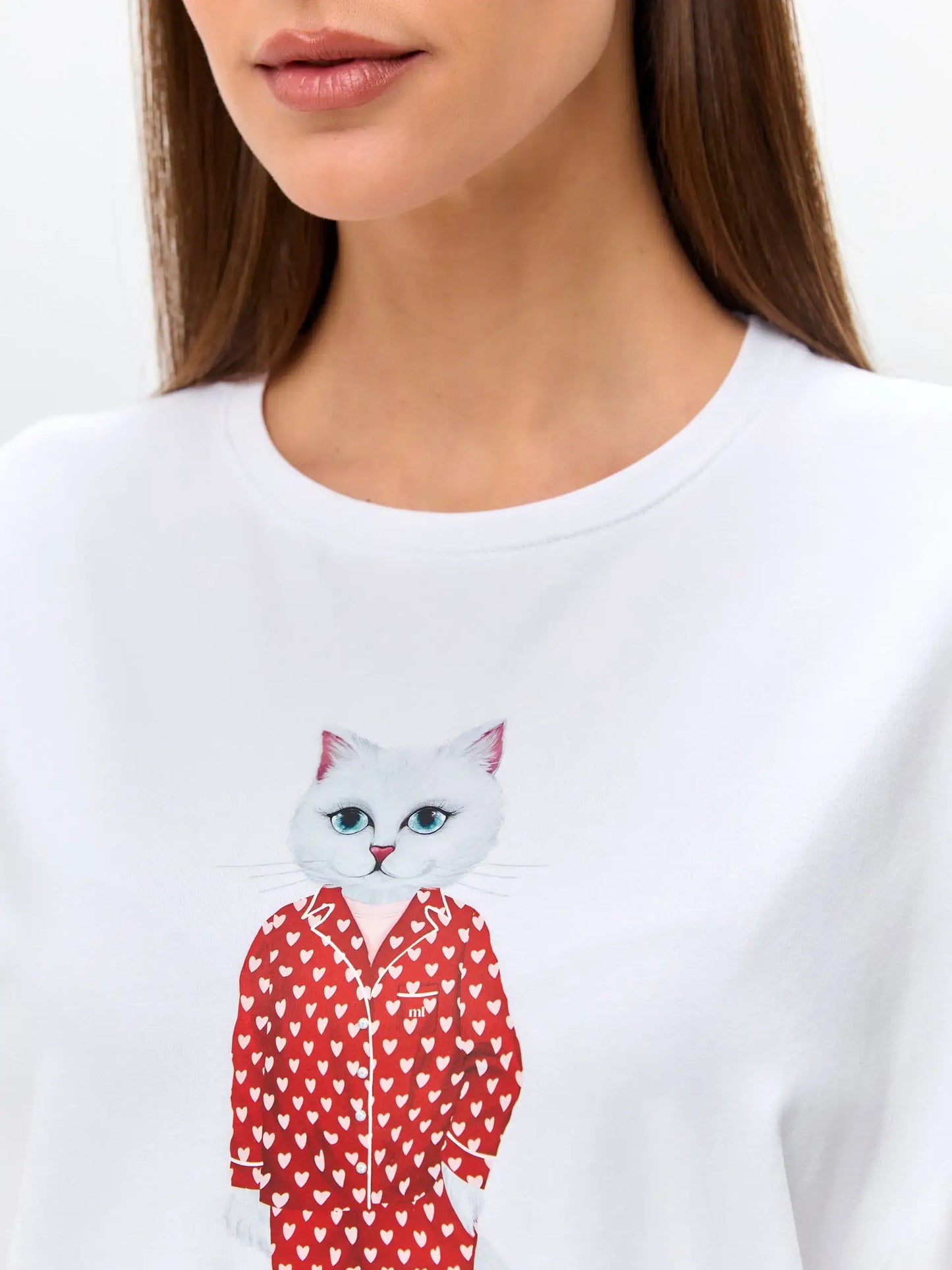 White oversized t-shirt pajamas cat - Funny Cat Loungewear | For Cat Lovers | CAT by maniita lacitta