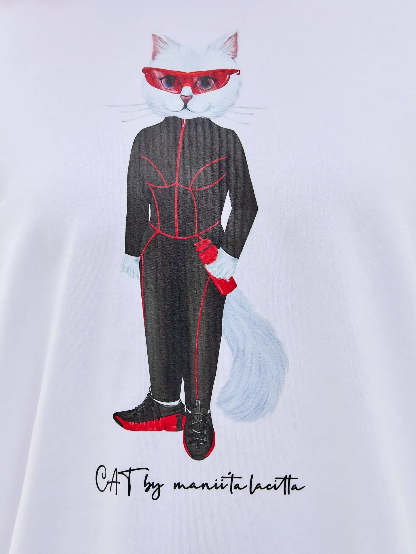White oversized t-shirt sport cat - Funny Cat T-shirt | For Cat Lovers | CAT by maniita lacitta