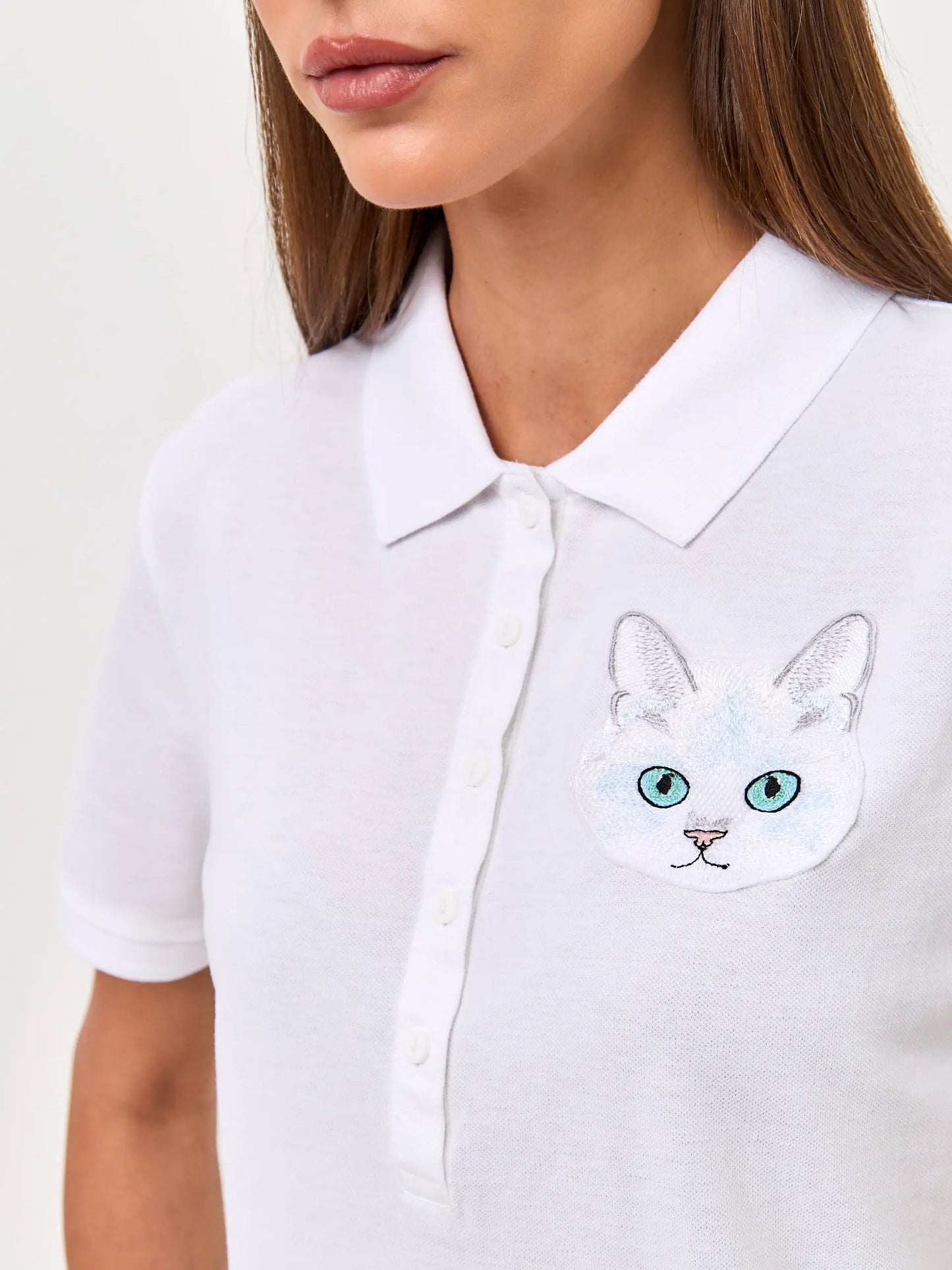White polo t-shirt cat - Funny Cat Polo t-shirt & dress | For Cat Lovers | CAT by maniita