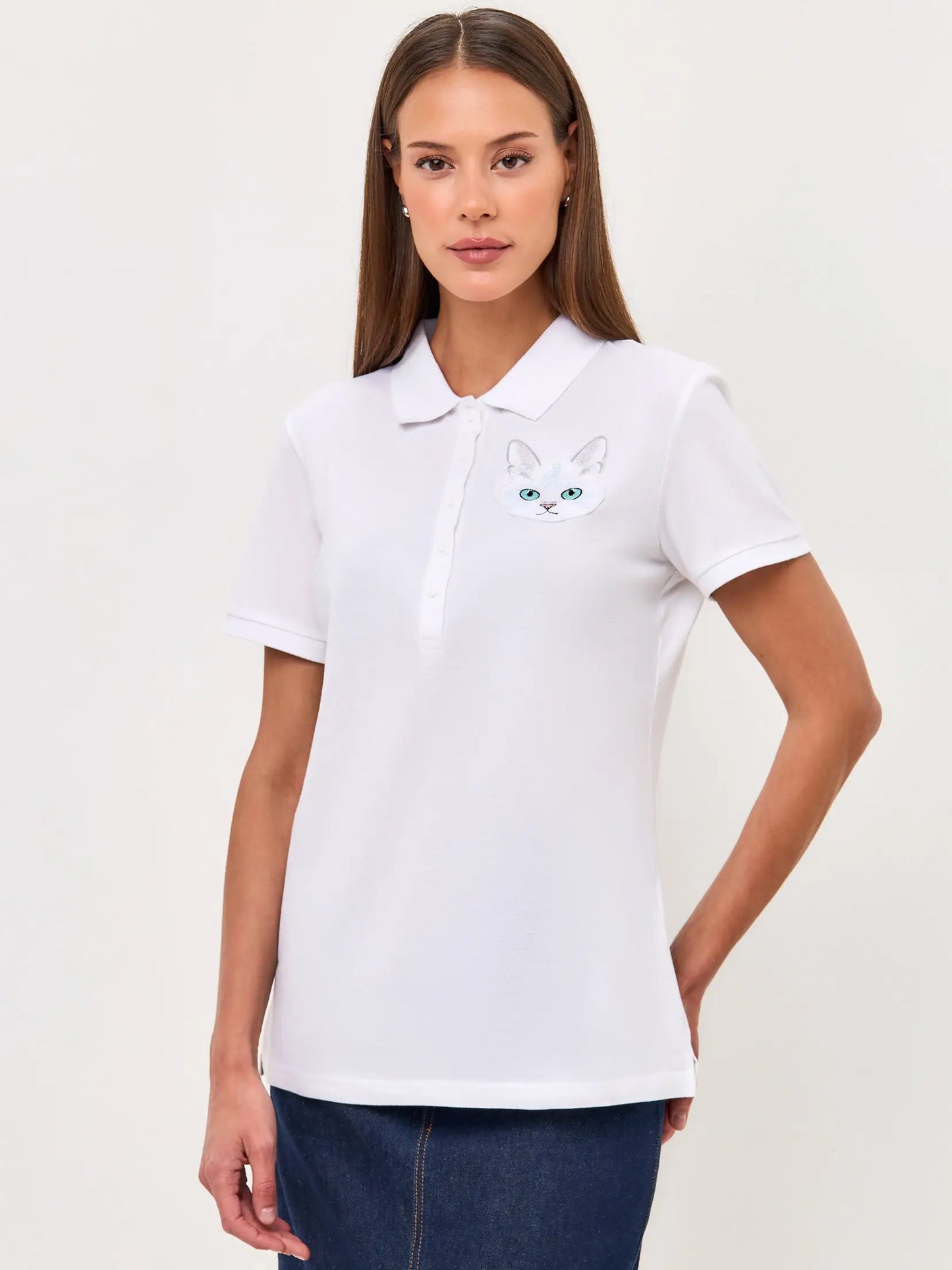 White polo t-shirt cat - Funny Cat Polo t-shirt & dress | For Cat Lovers | CAT by maniita