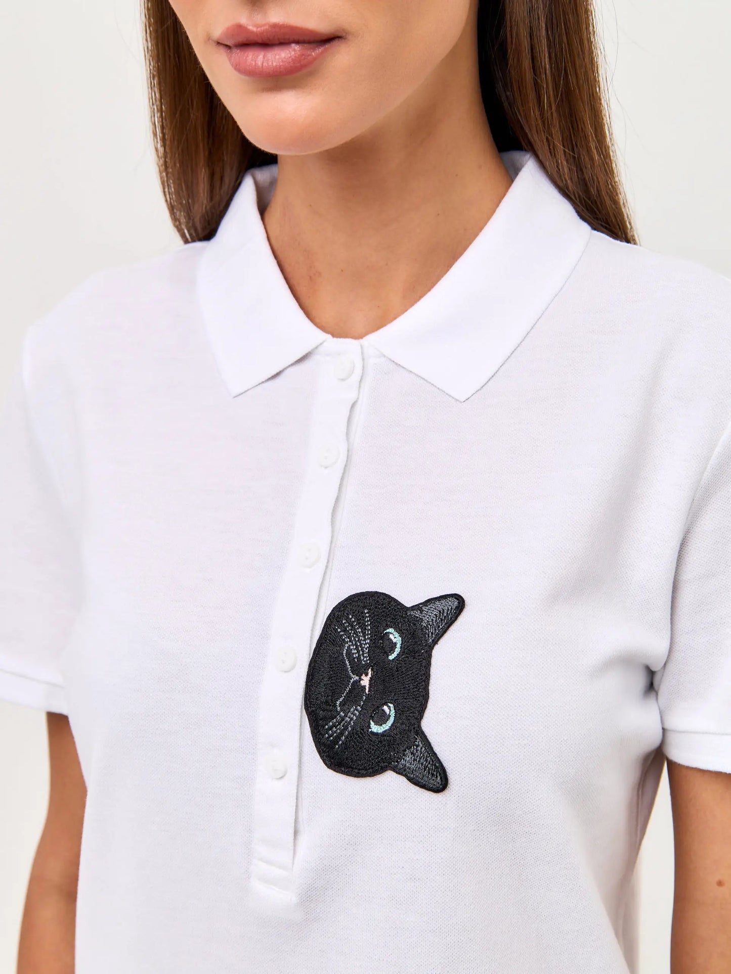 White polo t-shirt cat - Funny Cat Polo t-shirt & dress | For Cat Lovers | CAT by maniita