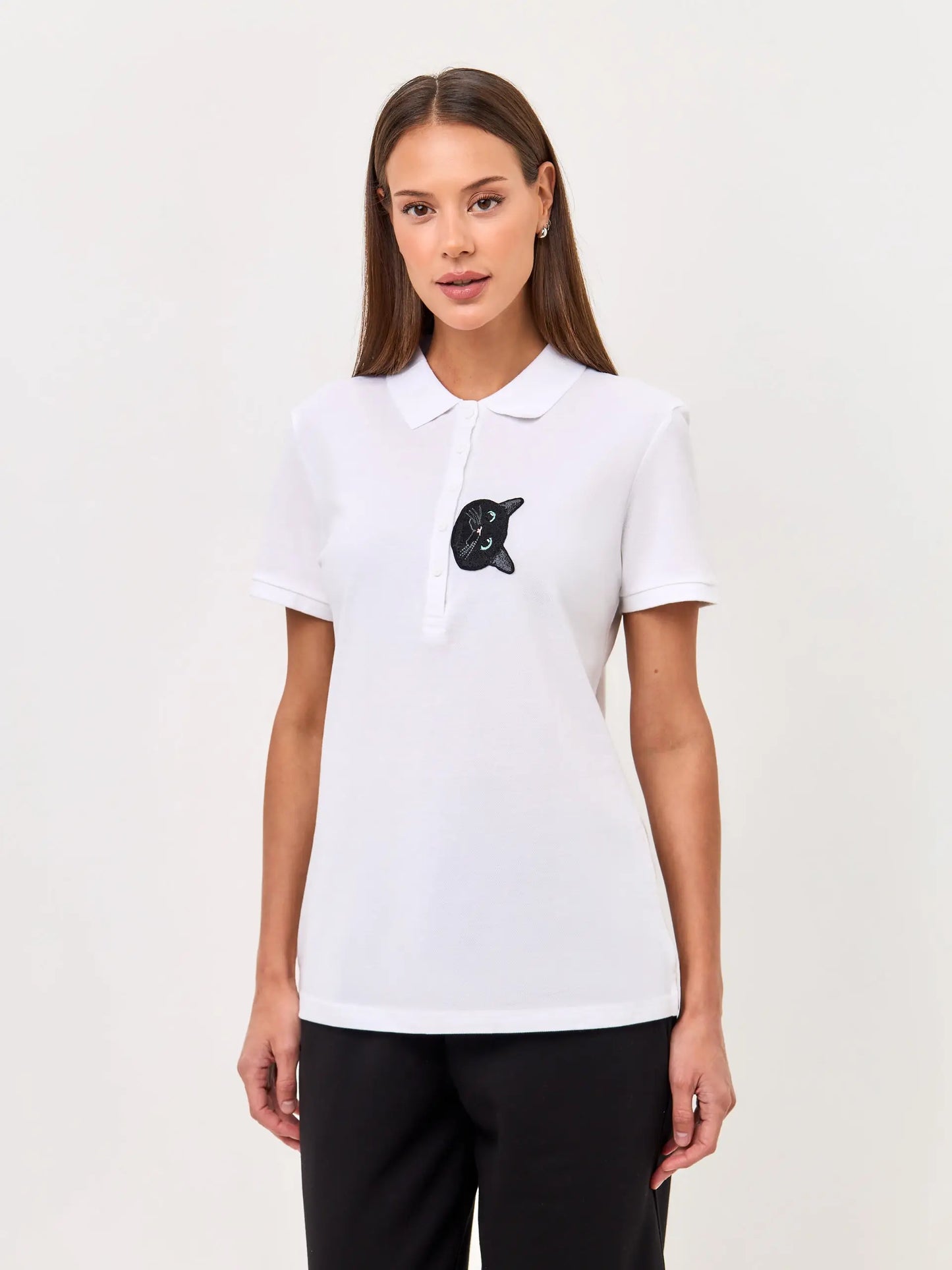 White polo t-shirt cat - Funny Cat Polo t-shirt & dress | For Cat Lovers | CAT by maniita