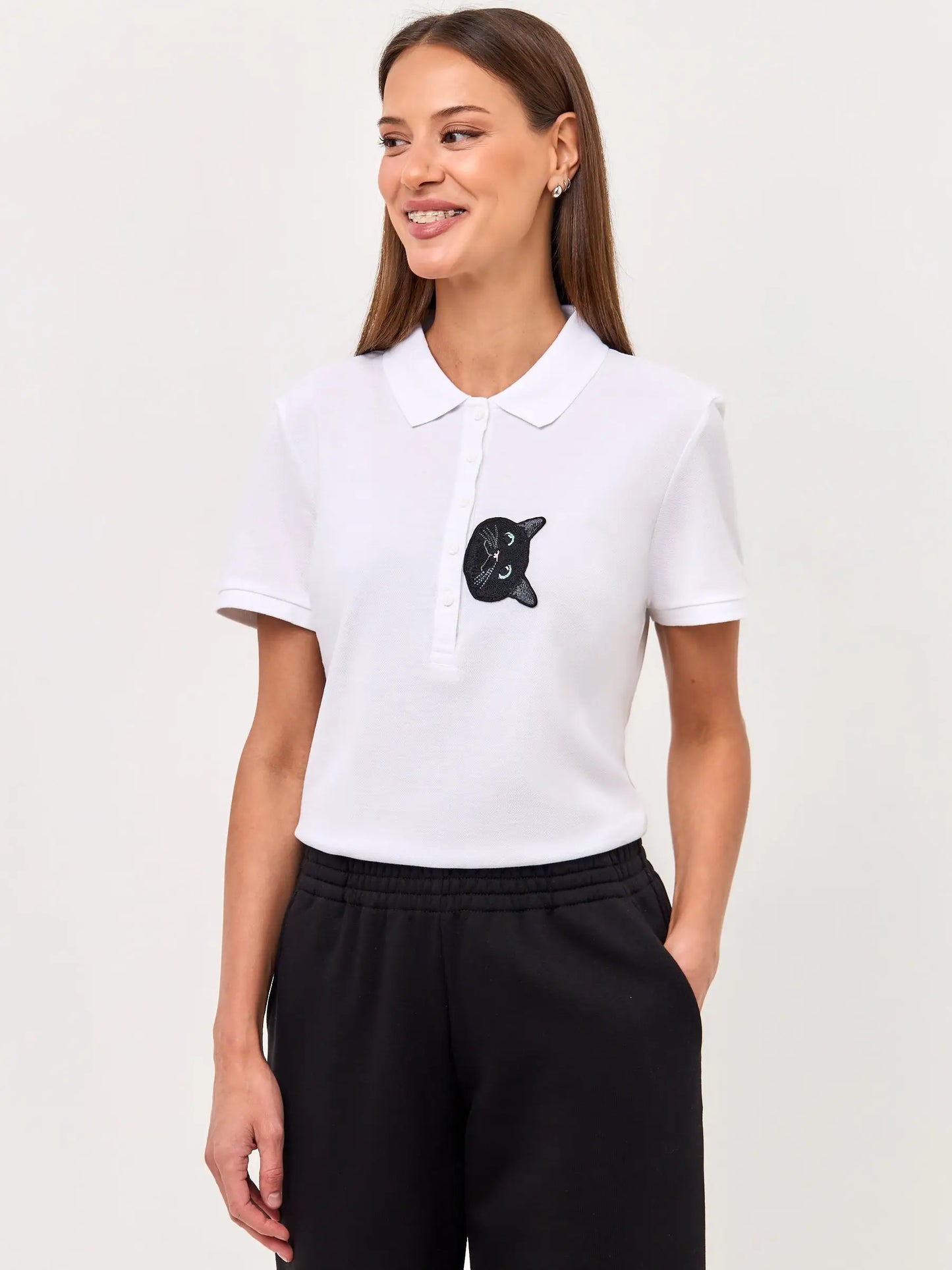 White polo t-shirt cat - Funny Cat Polo t-shirt & dress | For Cat Lovers | CAT by maniita