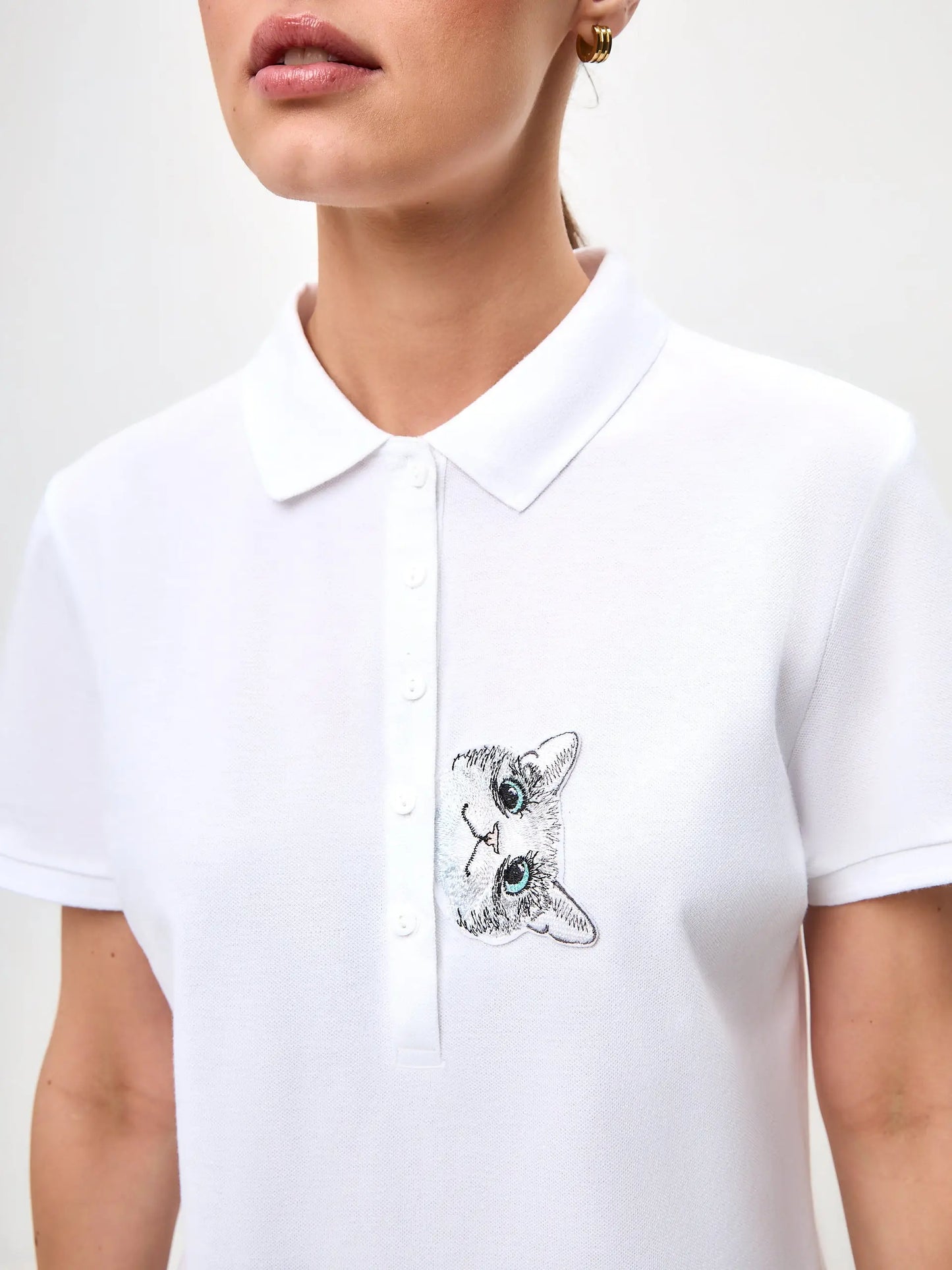 White polo t-shirt cat - Funny Cat Polo t-shirt & dress | For Cat Lovers | CAT by maniita