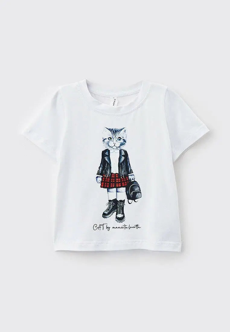 White Printed T-shirt KITTY - Funny Cat T-shirt | For Cat Lovers | CAT by maniita lacitta