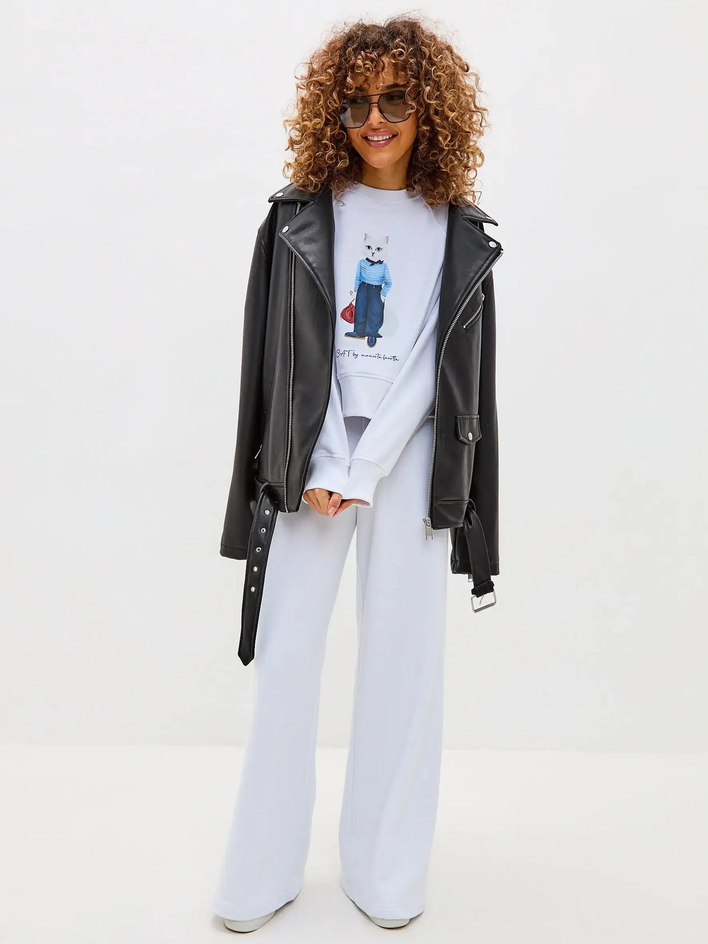 White Printed Sweatshirt MARINER CAT - Hoodie & sweatshirt