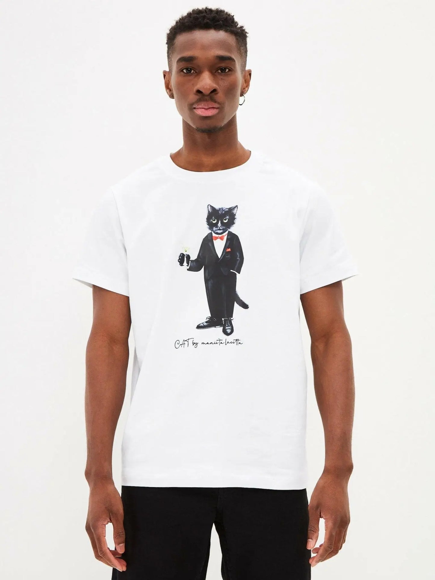 White t-shirt dandy cat - Funny Cat T-shirt | For Cat Lovers | CAT by maniita lacitta