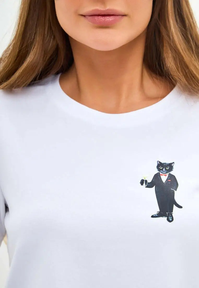 White t-shirt dandy cat - Funny Cat T-shirt | For Cat Lovers | CAT by maniita lacitta
