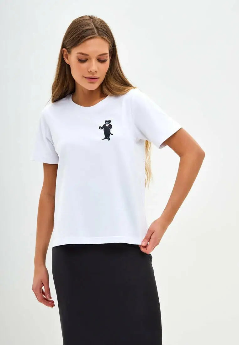 White t-shirt dandy cat - Funny Cat T-shirt | For Cat Lovers | CAT by maniita lacitta