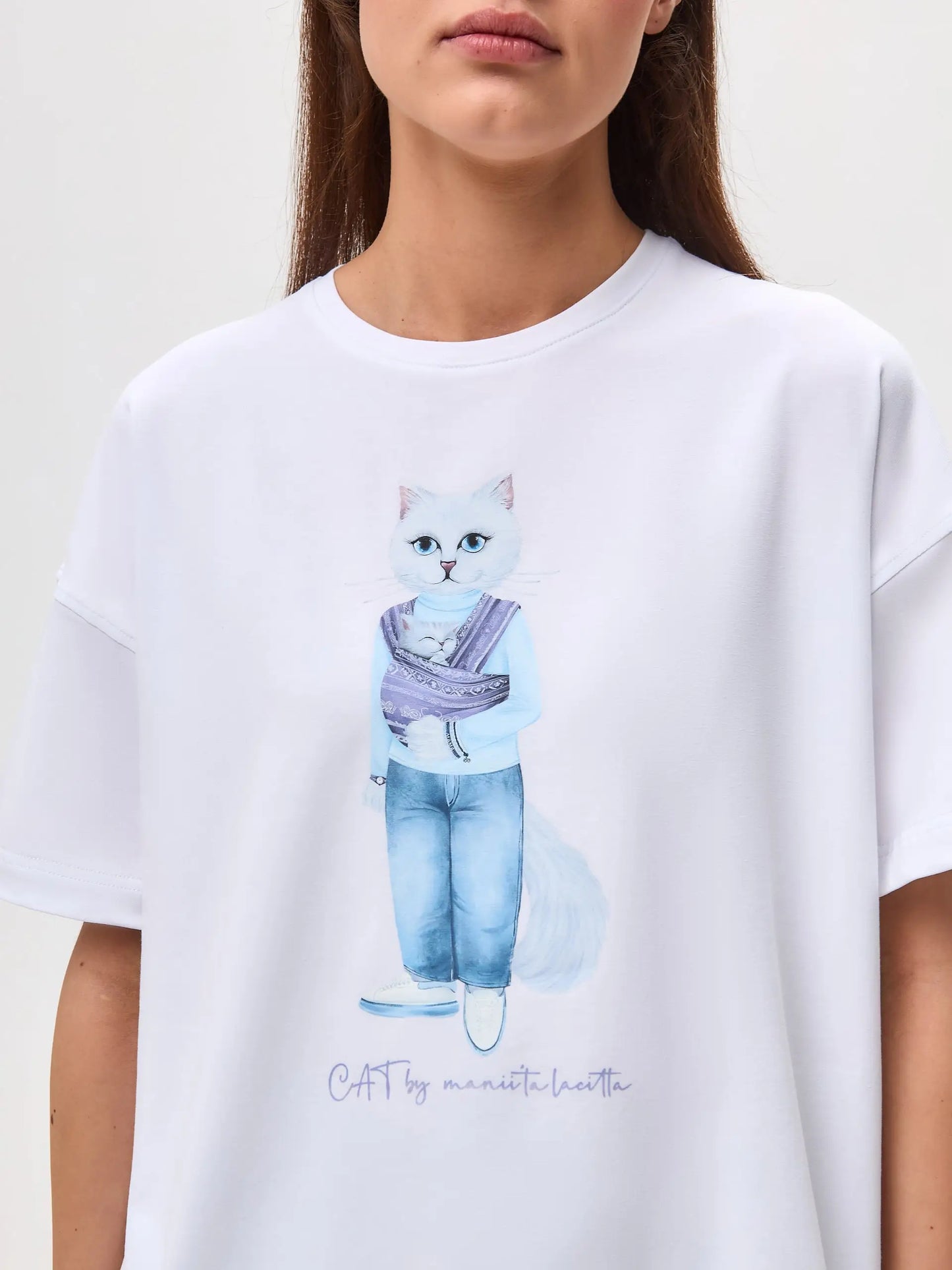 White t-shirt mother cat - Funny Cat T-shirt | For Cat Lovers | CAT by maniita lacitta