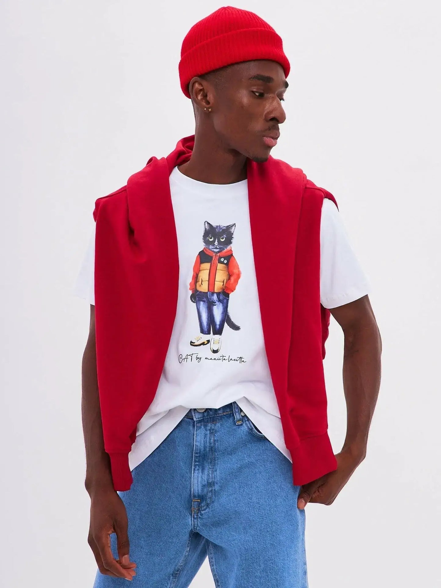 White t-shirt sport casual cat - Funny Cat T-shirt | For Cat Lovers | CAT by maniita lacitta