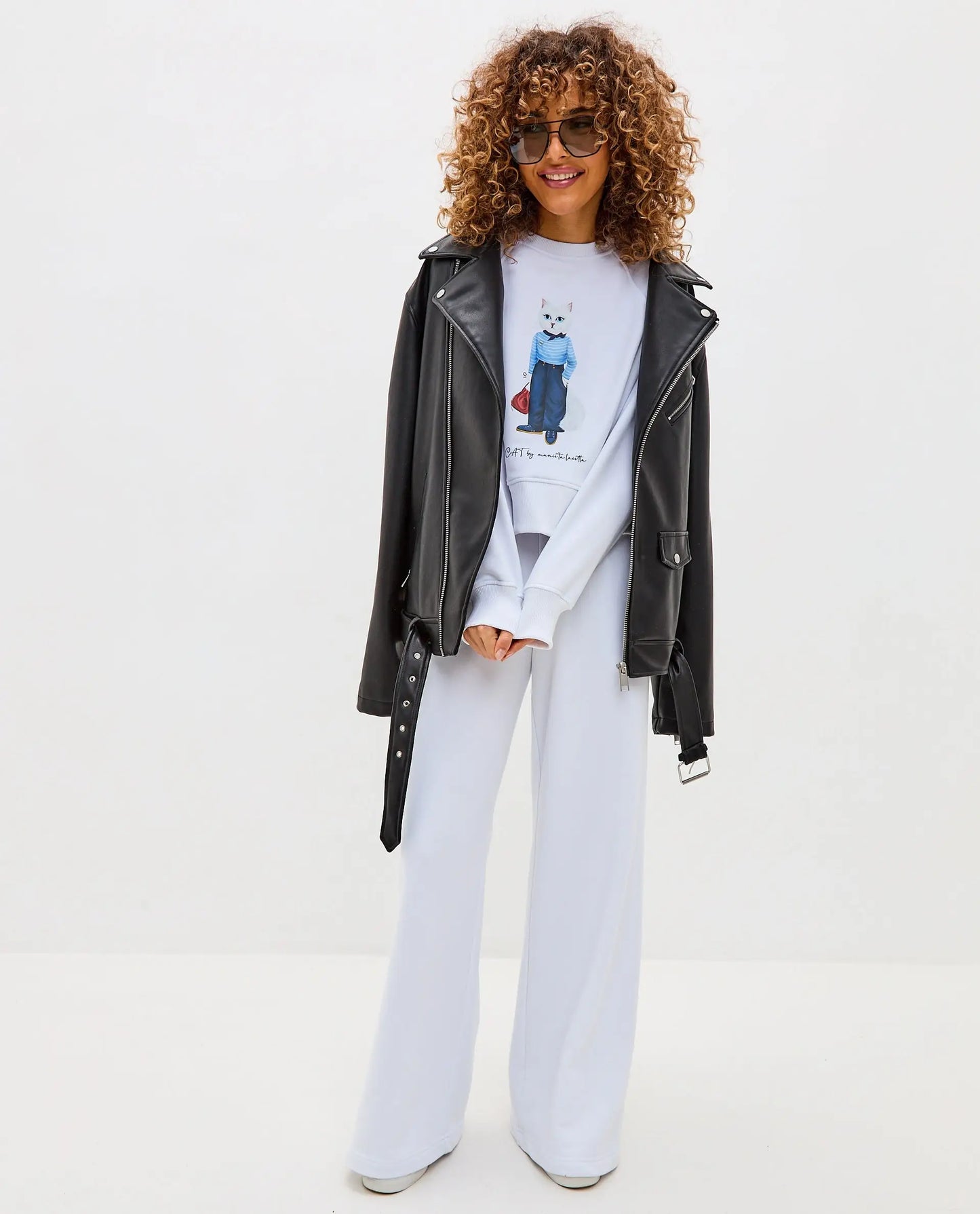 White women’s sweatpants - Funny Cat Bottom | For Cat Lovers | CAT by maniita lacitta
