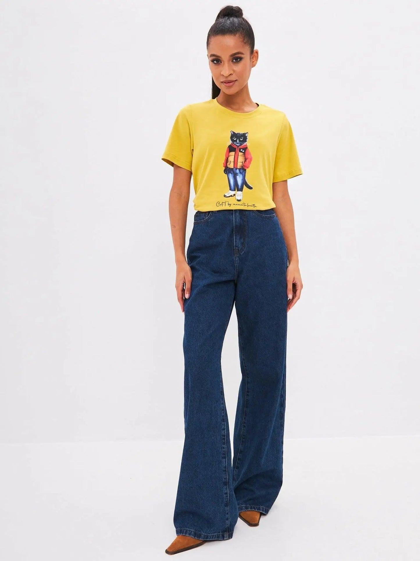 Yellow printed t-shirt sport casual cat - Funny Cat T-shirt | For Cat Lovers | CAT by maniita lacitta