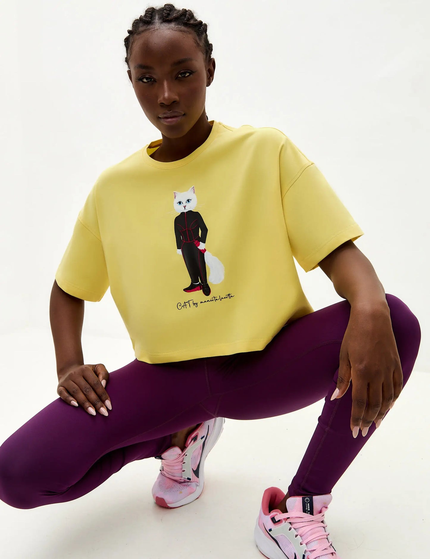 Yellow short oversized t-shirt sport cat - Funny Cat T-shirt | For Cat Lovers | CAT by maniita lacitta