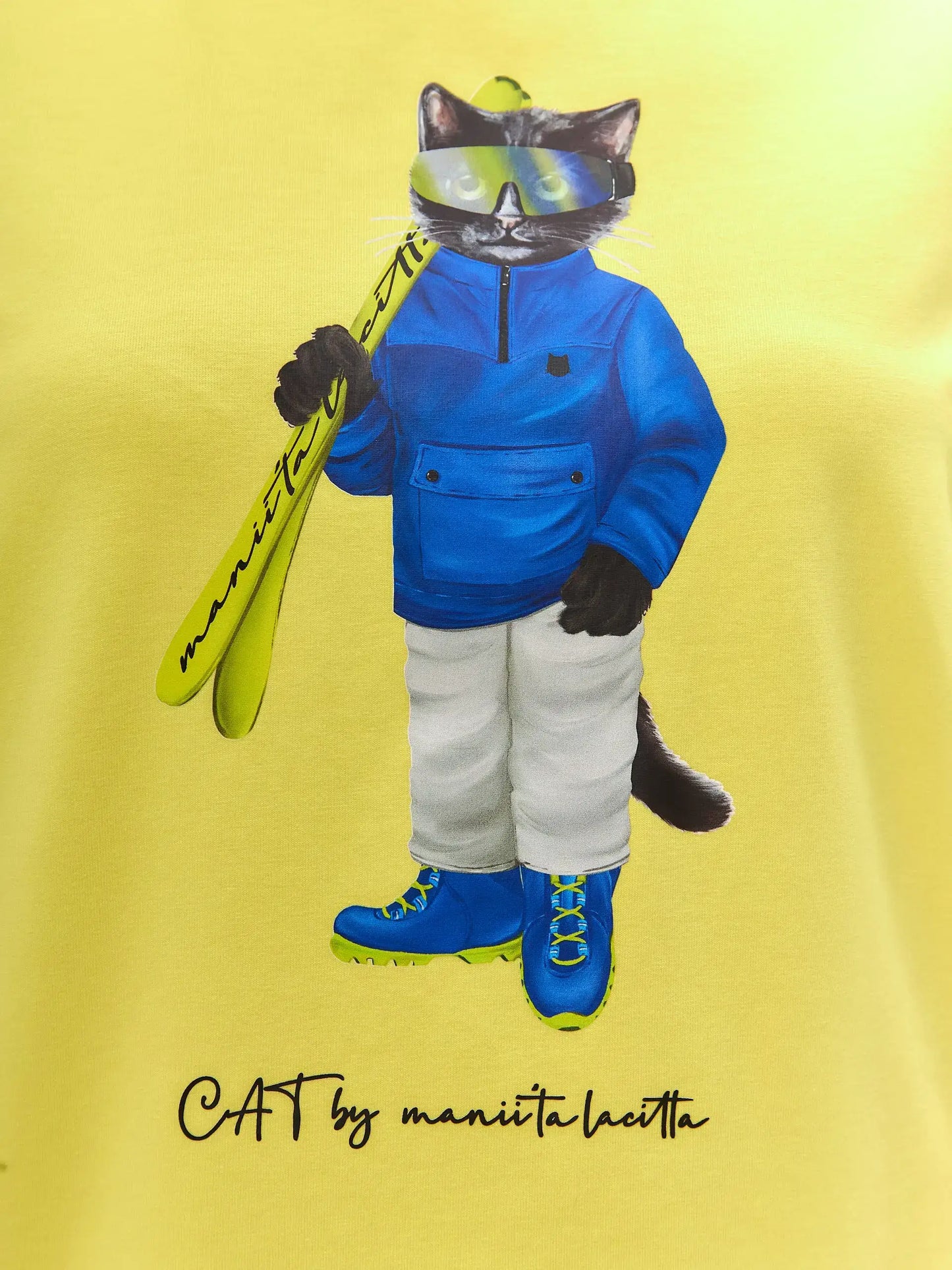 Yellow Printed T-shirt SKI CAT - T-shirt