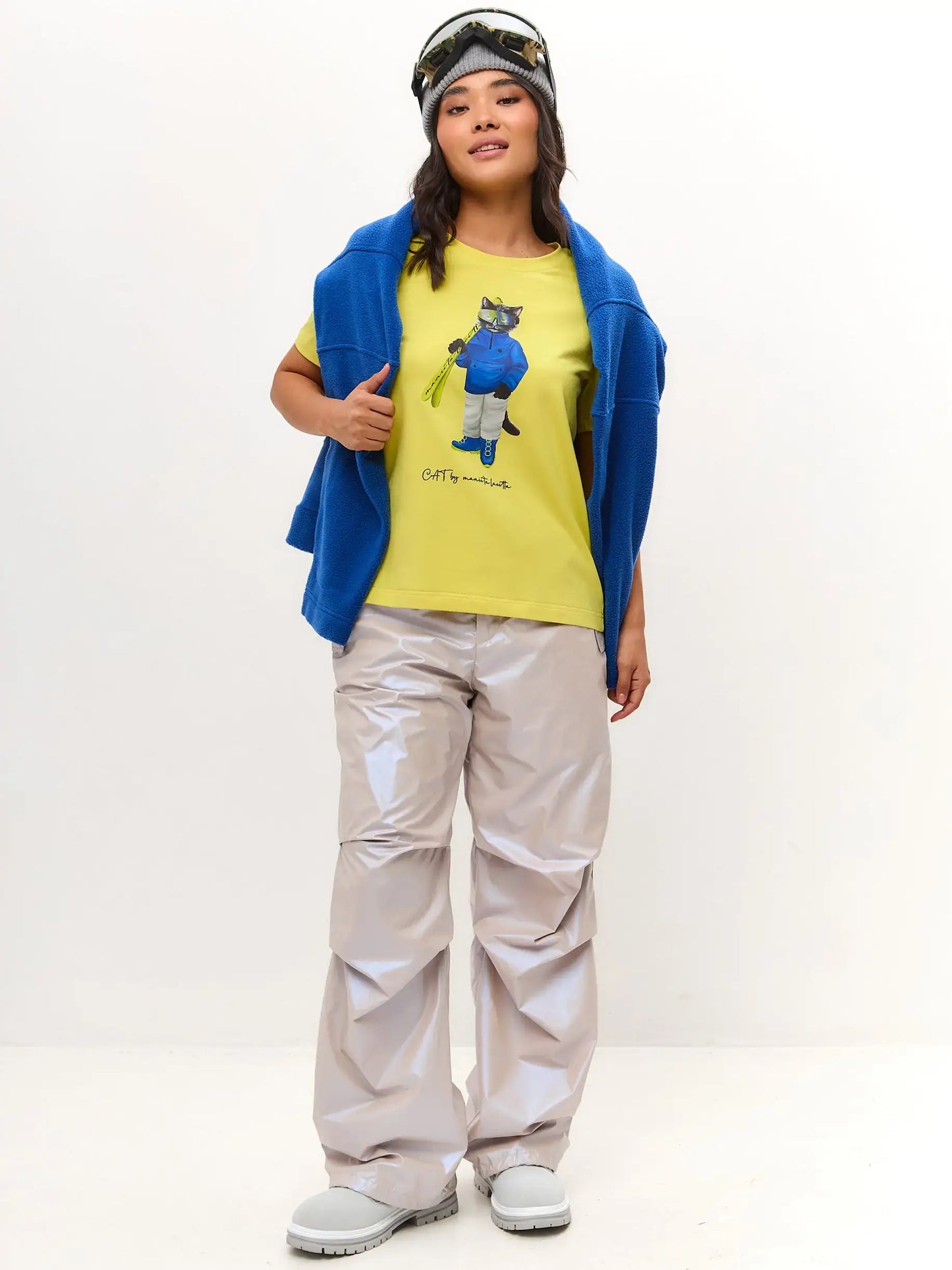 Yellow Printed T-shirt SKI CAT - T-shirt