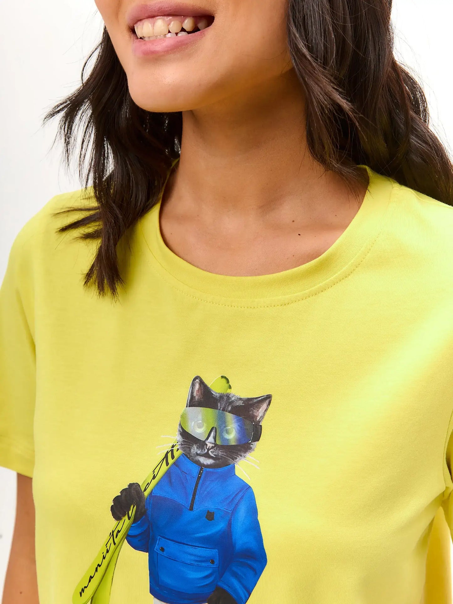 Yellow Printed T-shirt SKI CAT - T-shirt