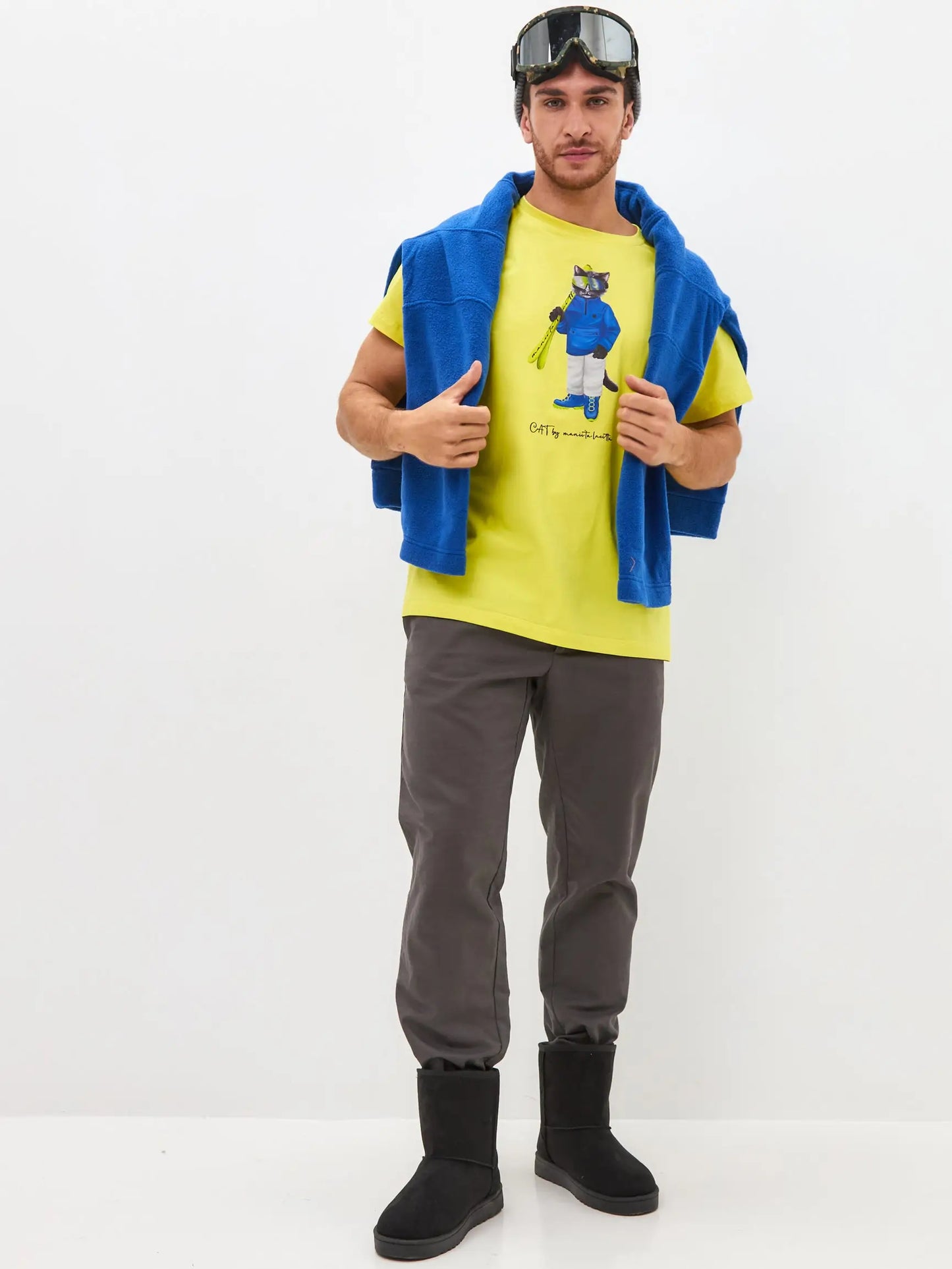 Yellow Printed T-shirt SKI CAT - T-shirt