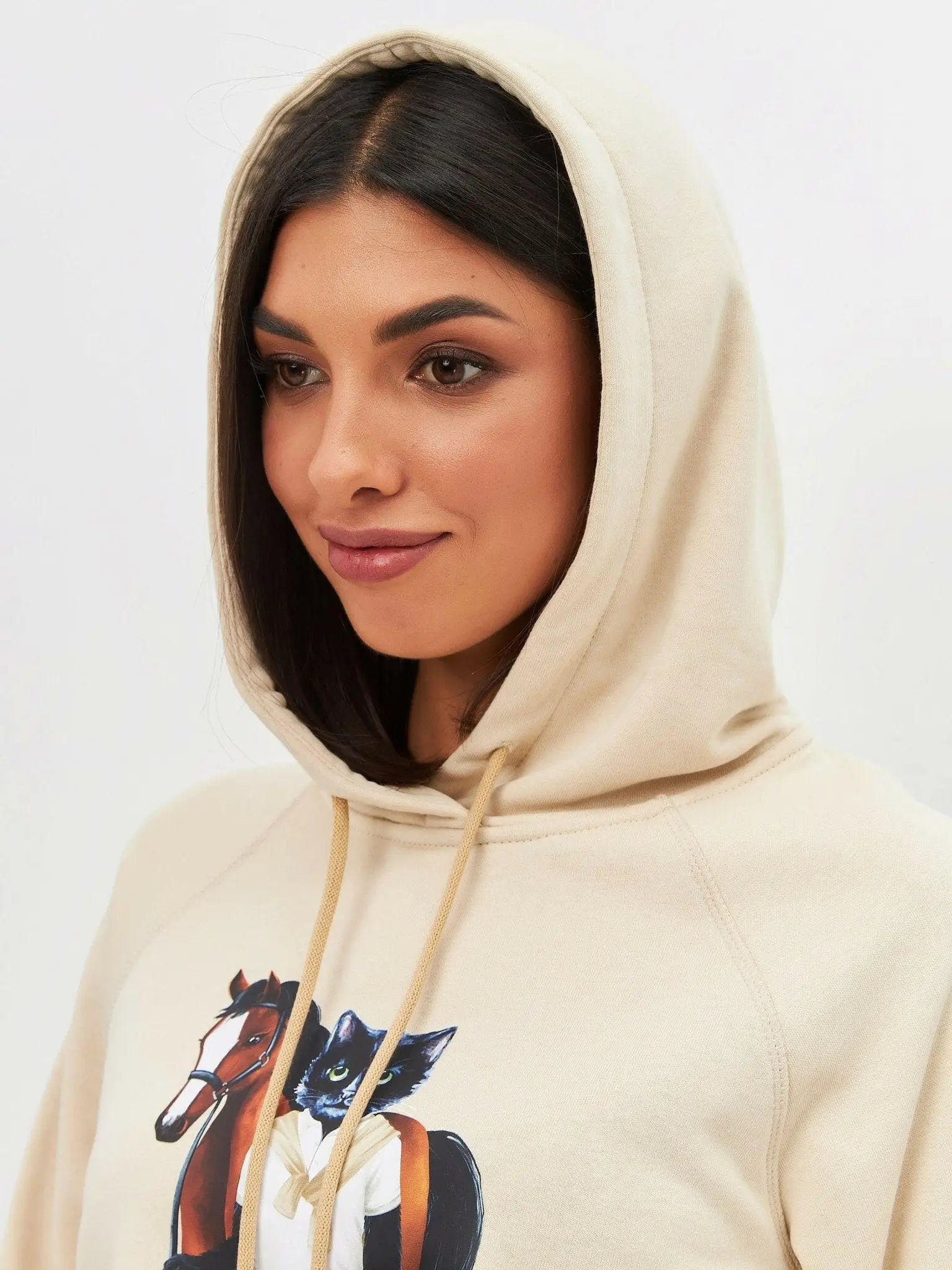 Beige hoodie rider cat - Funny Cat Hoodie & sweatshirt | For Cat Lovers | CAT by maniita