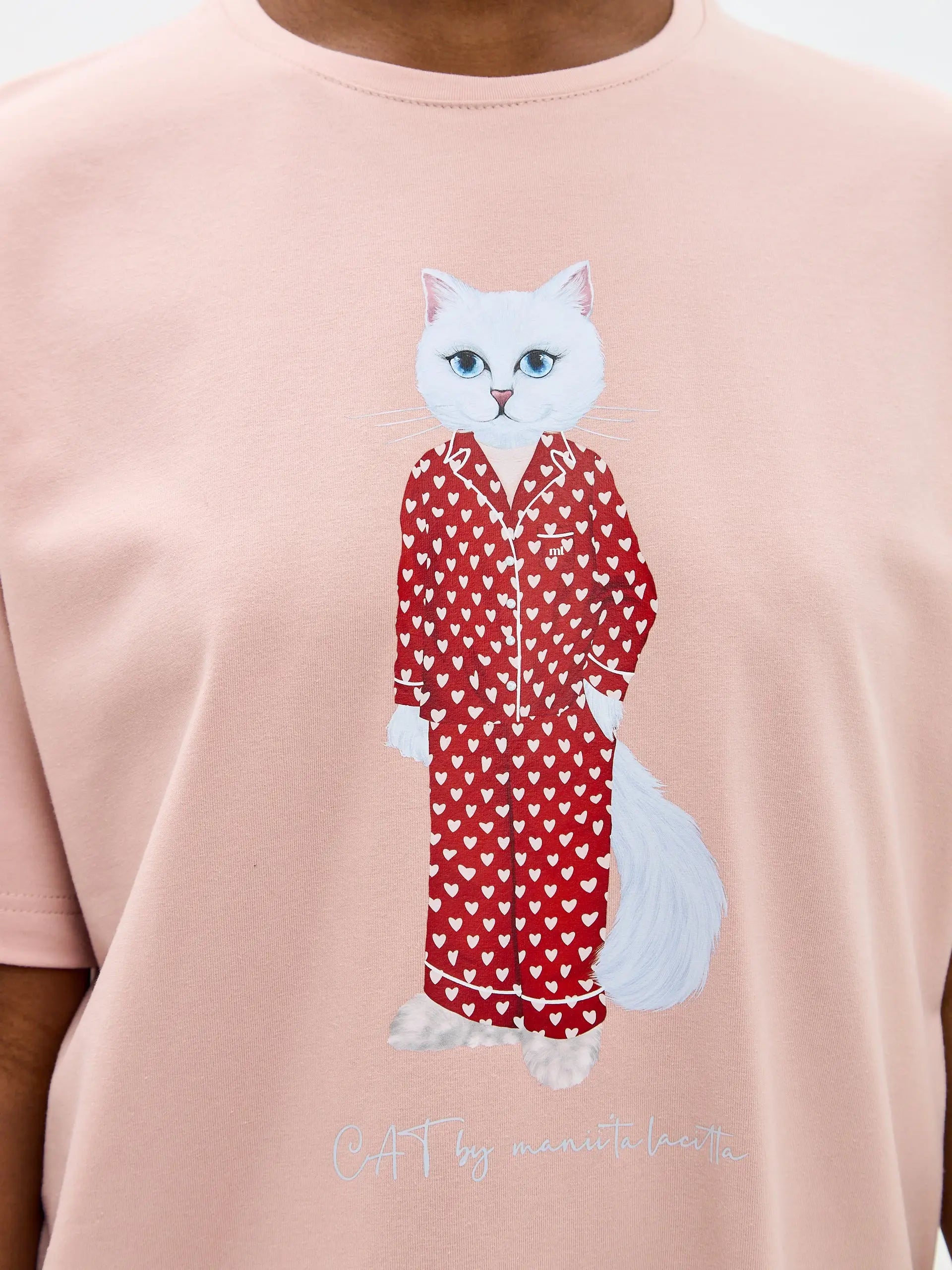 Beige oversized t-shirt pajamas cat - Funny Cat Loungewear | For Cat Lovers | CAT by maniita lacitta