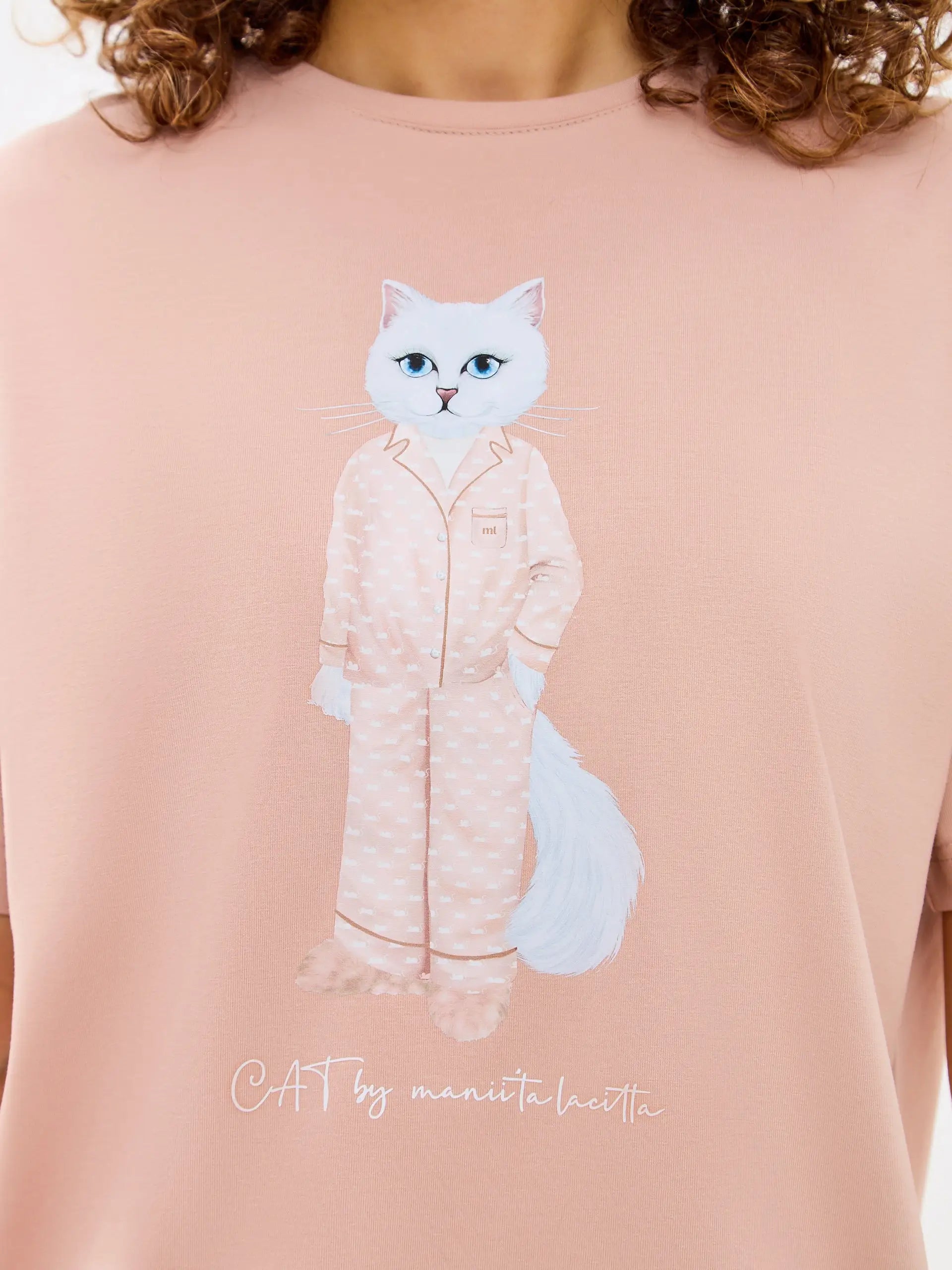 Beige oversized t-shirt pajamas cat - Funny Cat Loungewear | For Cat Lovers | CAT by maniita lacitta