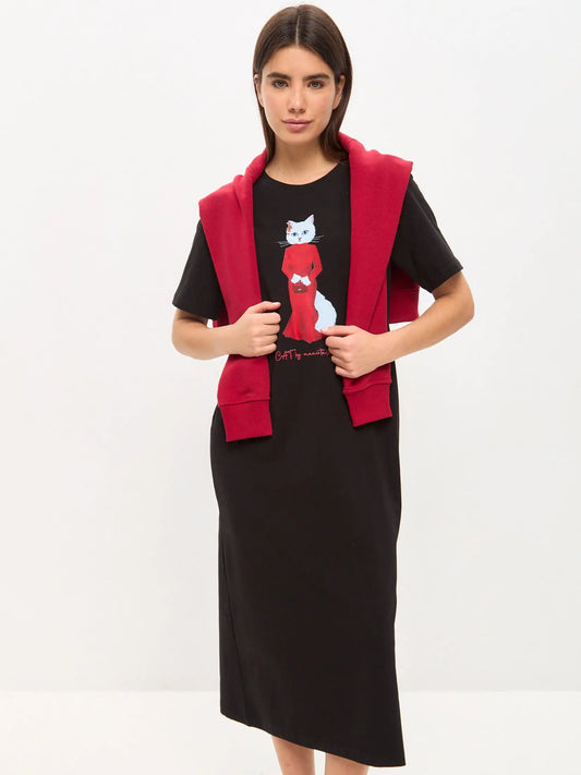 Black dress cat in red - Funny Cat Dress | For Cat Lovers | CAT by maniita lacitta