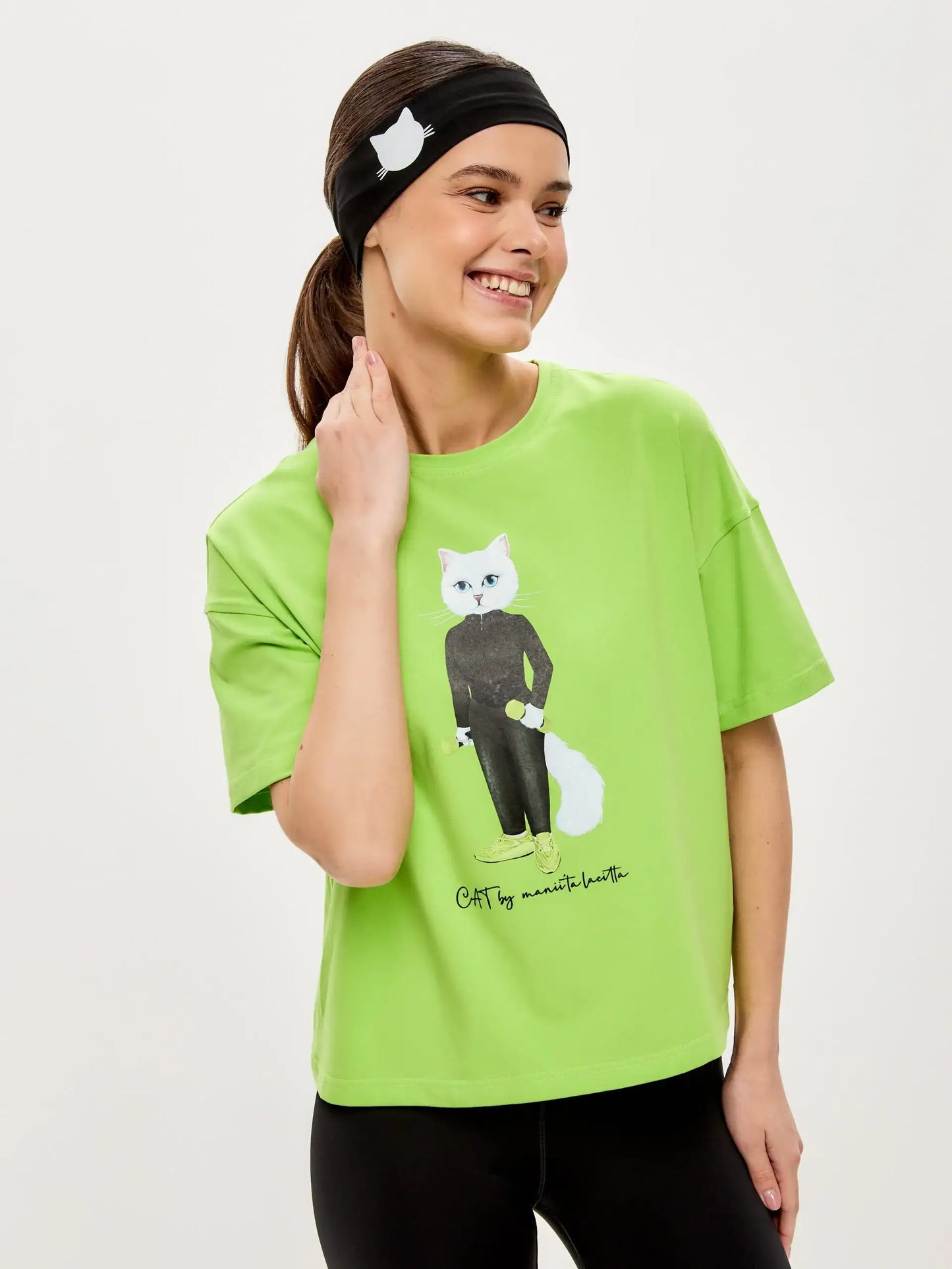 Black headband with cat - Funny Cat | For Cat Lovers | CAT by maniita lacitta