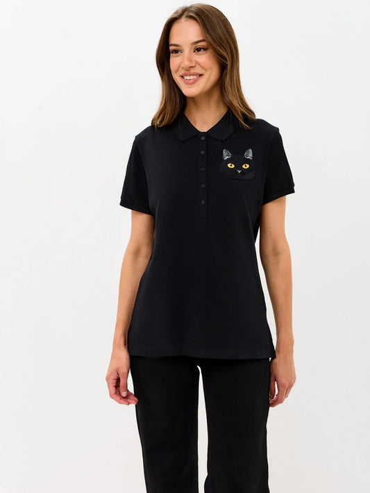 White polo t-shirt cat - Funny Cat Polo t-shirt & dress | For Cat Lovers | CAT by maniita