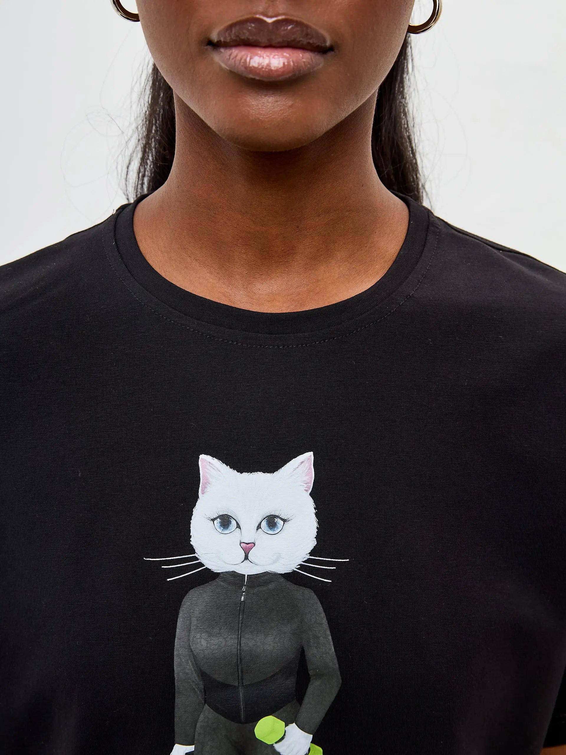Black short oversized t-shirt sport cat - Funny Cat T-shirt | For Cat Lovers | CAT by maniita lacitta