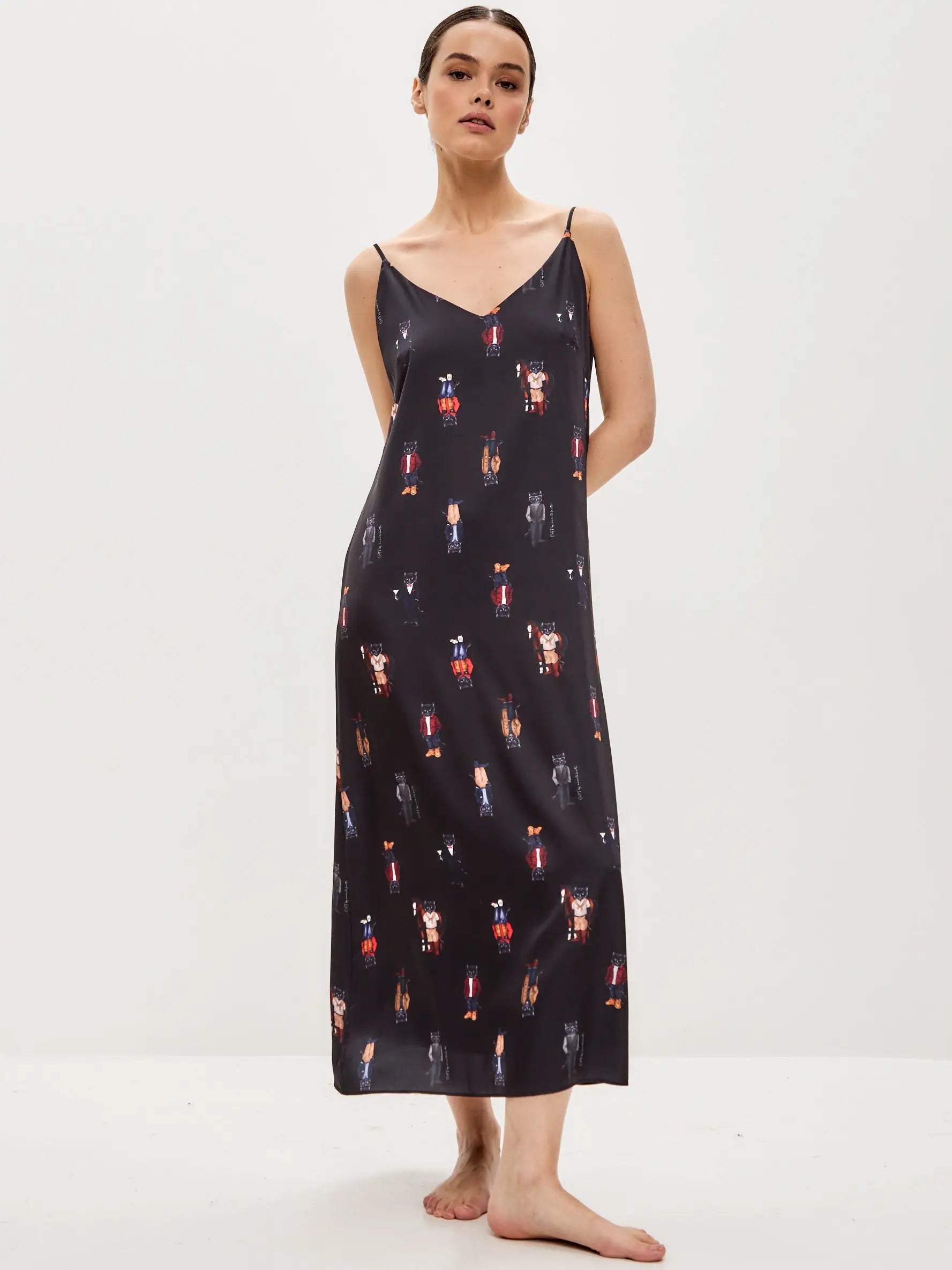 Black silk loungewear - Funny Cat Loungewear | For Cat Lovers | CAT by maniita lacitta