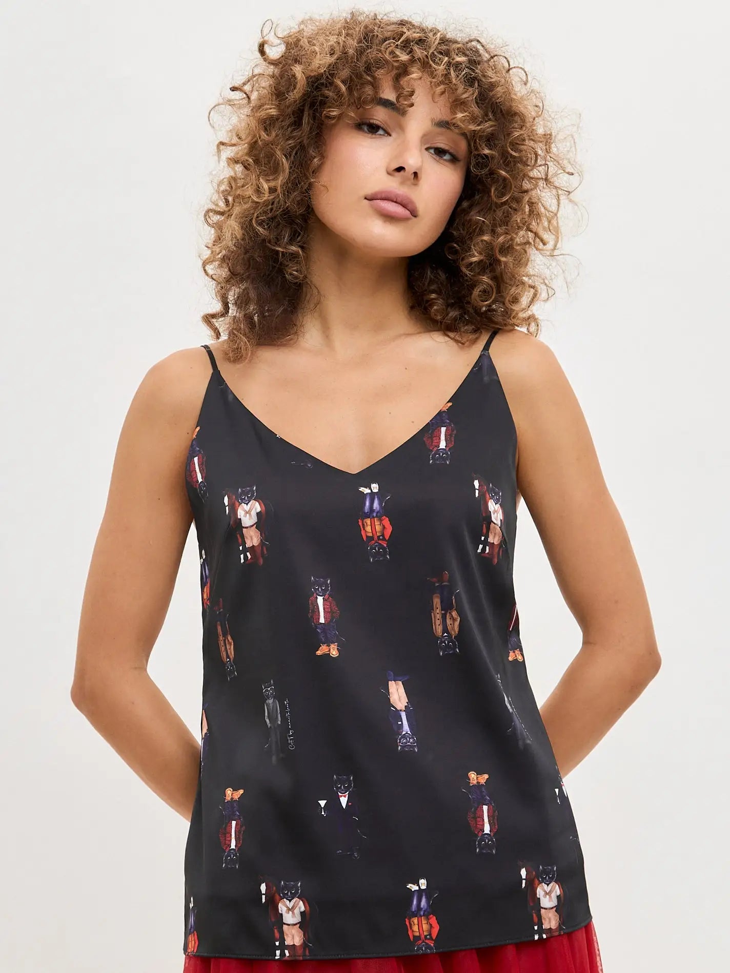 Black silk top cat - Funny Cat Silk top | For Cat Lovers | CAT by maniita lacitta